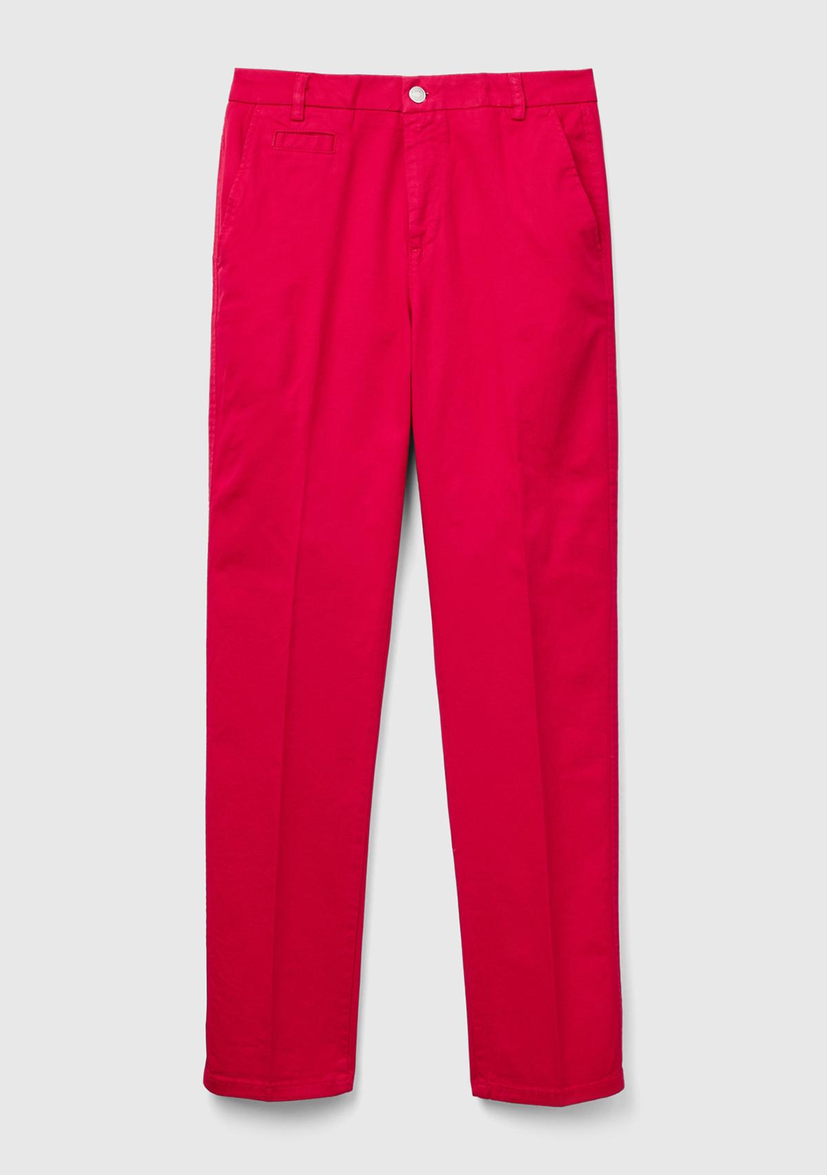 Kadın Kırmızı Elastanlı Basic Chino Pantolon