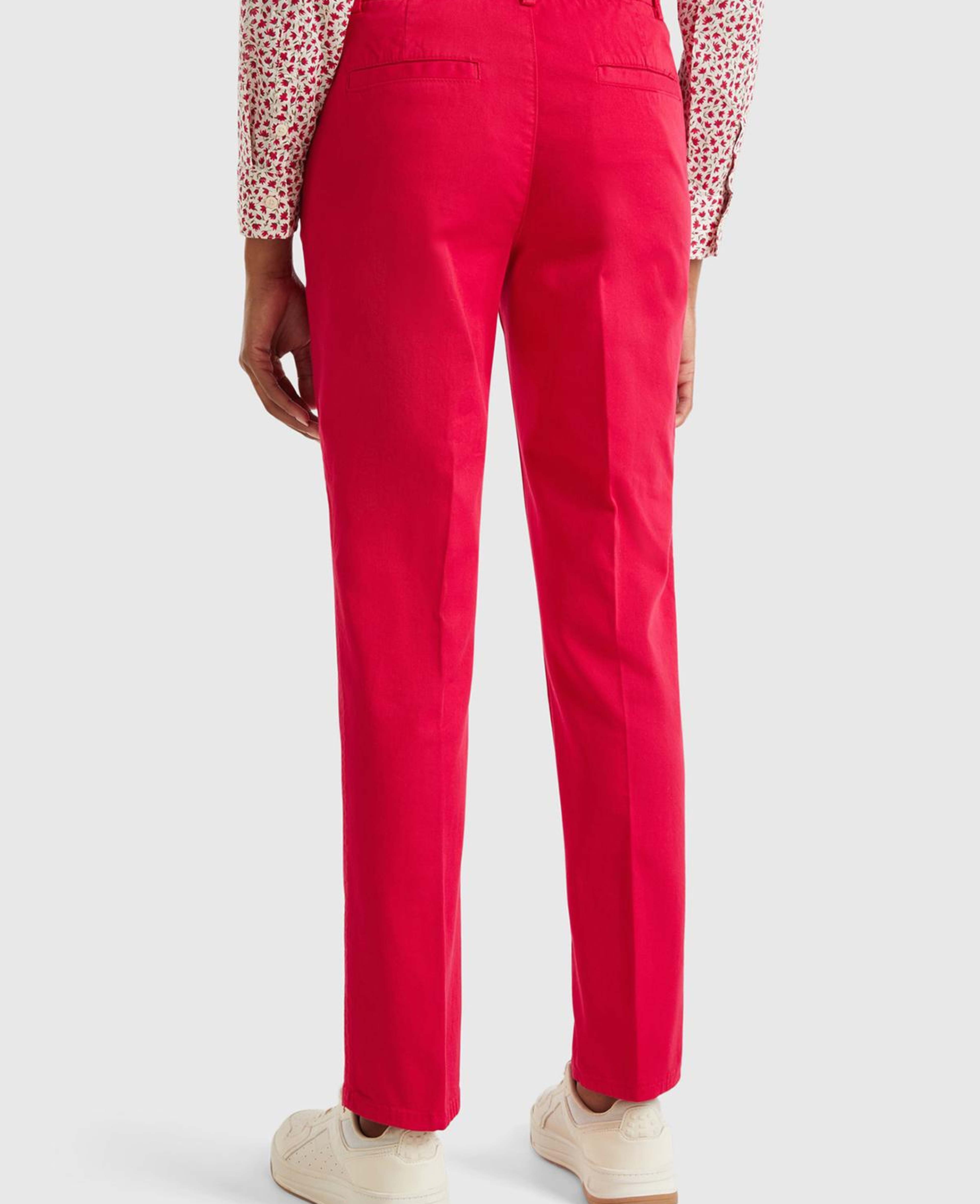 Kadın Kırmızı Elastanlı Basic Chino Pantolon