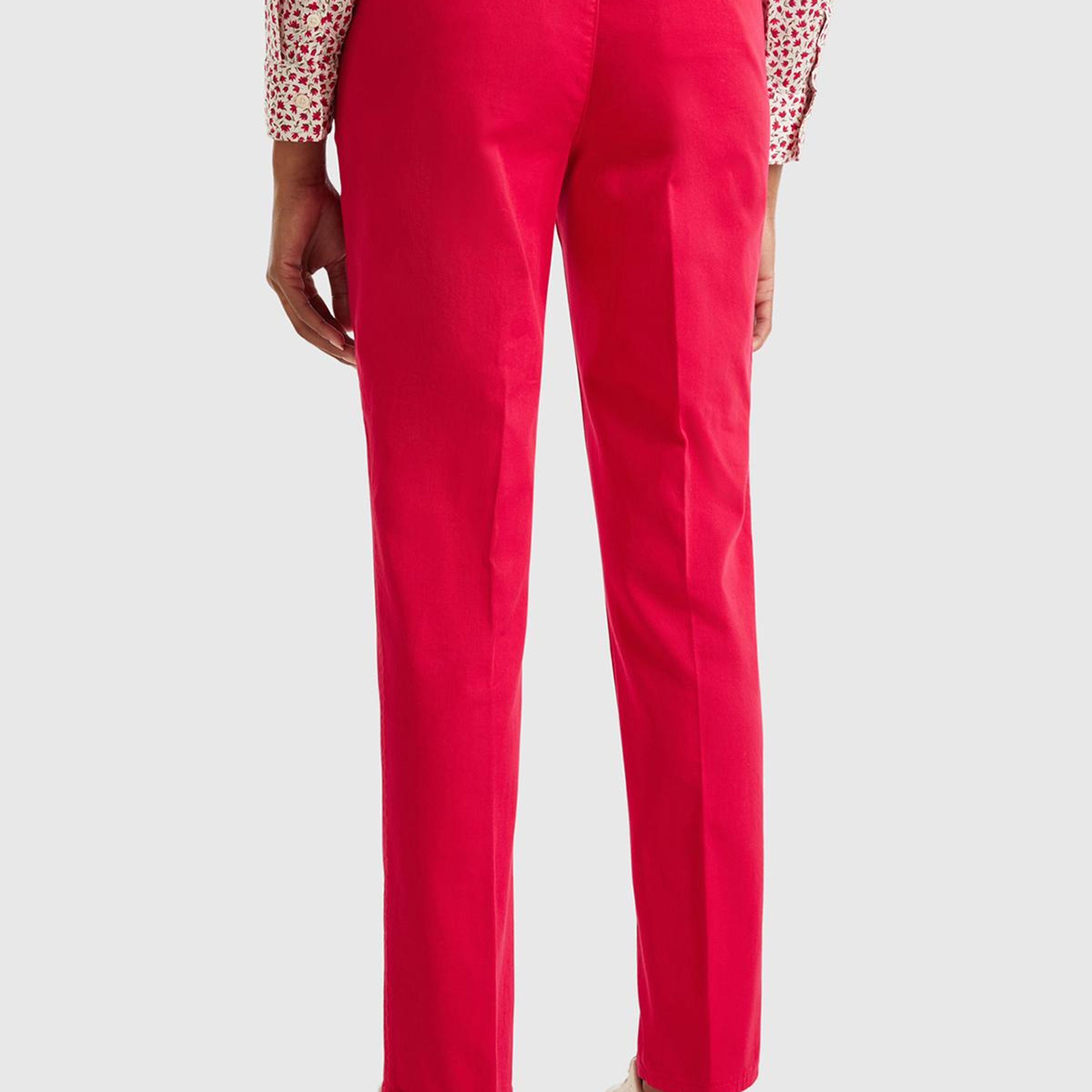 Kadın Kırmızı Elastanlı Basic Chino Pantolon