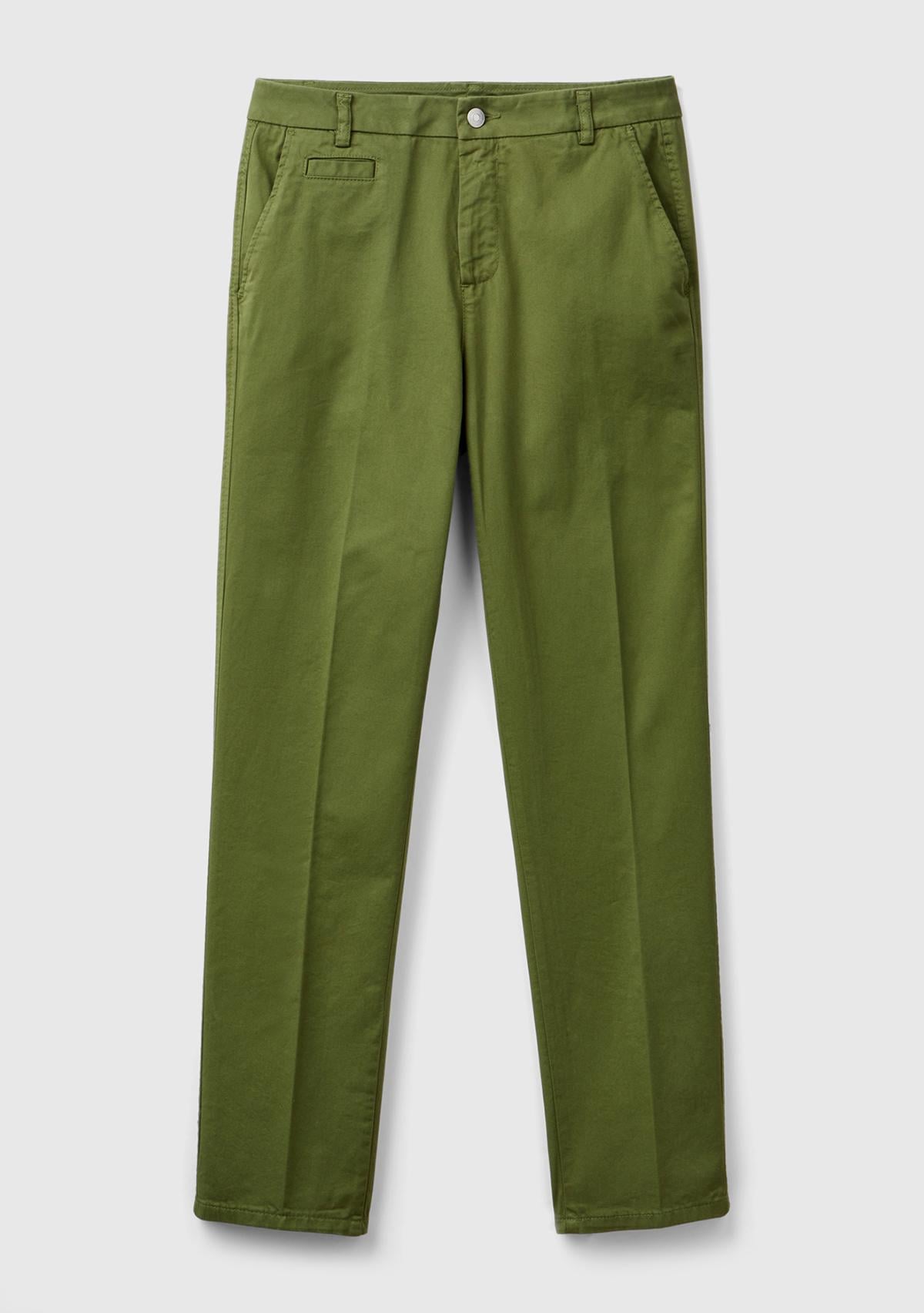 Kadın Haki Elastanlı Basic Chino Pantolon