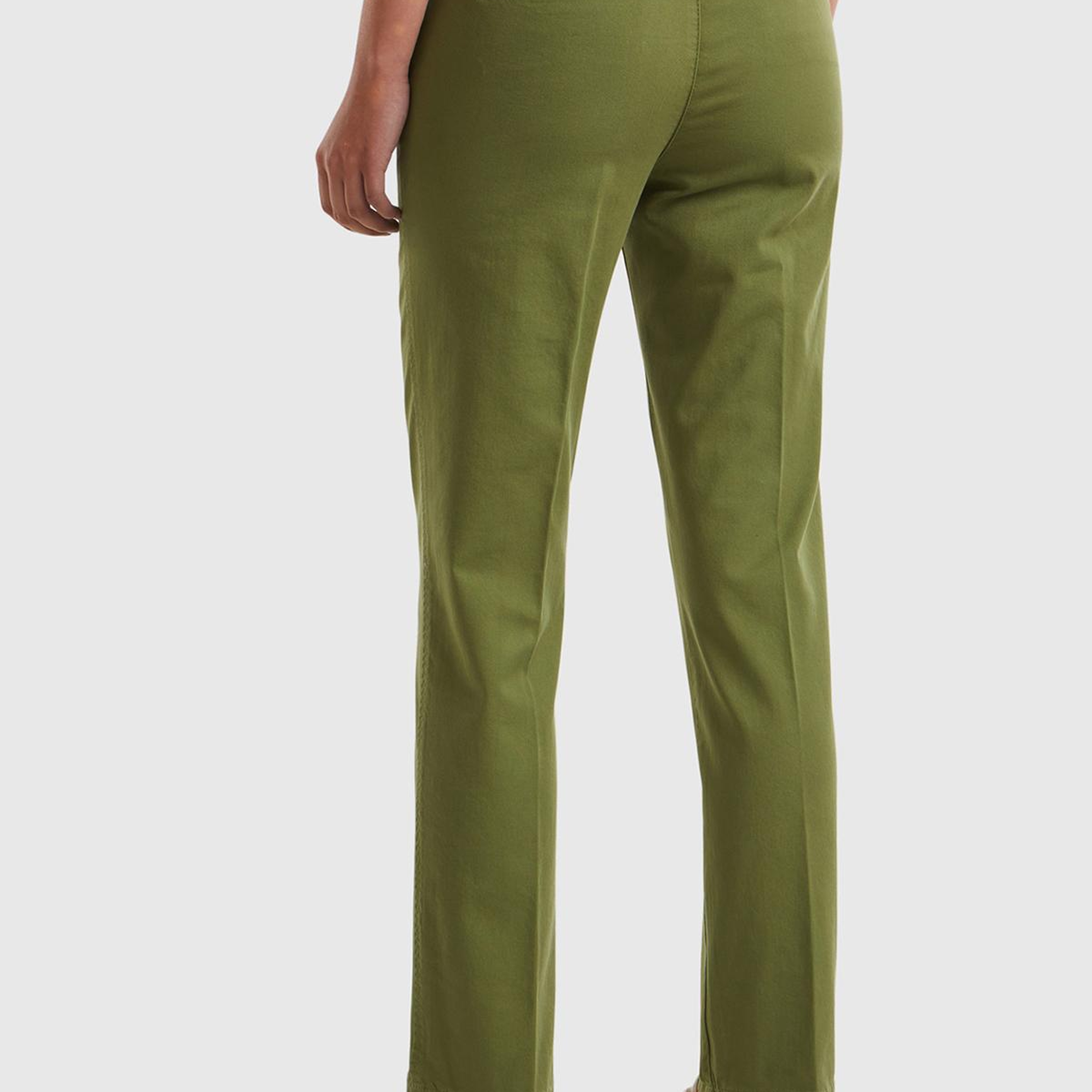 Kadın Haki Elastanlı Basic Chino Pantolon