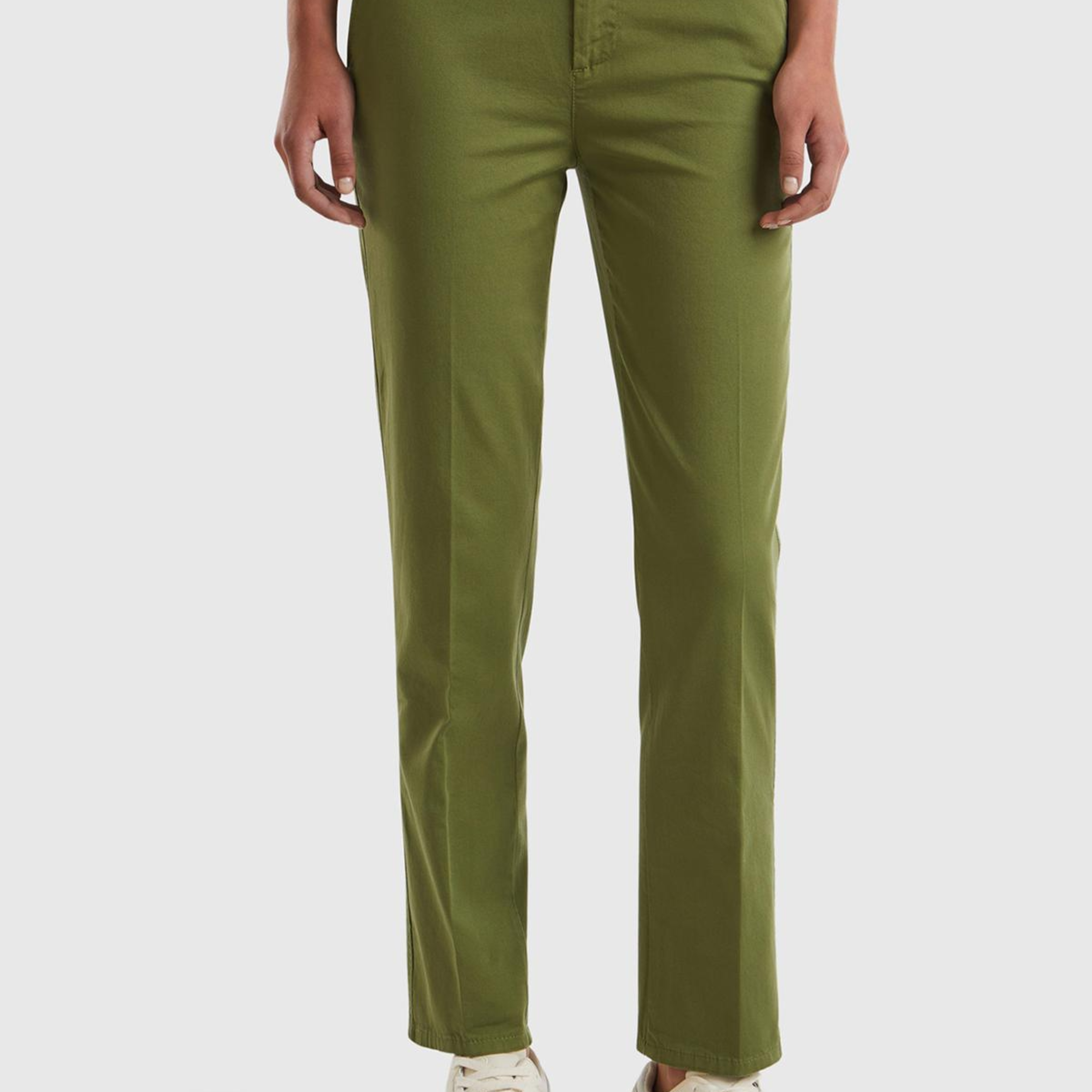 Kadın Haki Elastanlı Basic Chino Pantolon