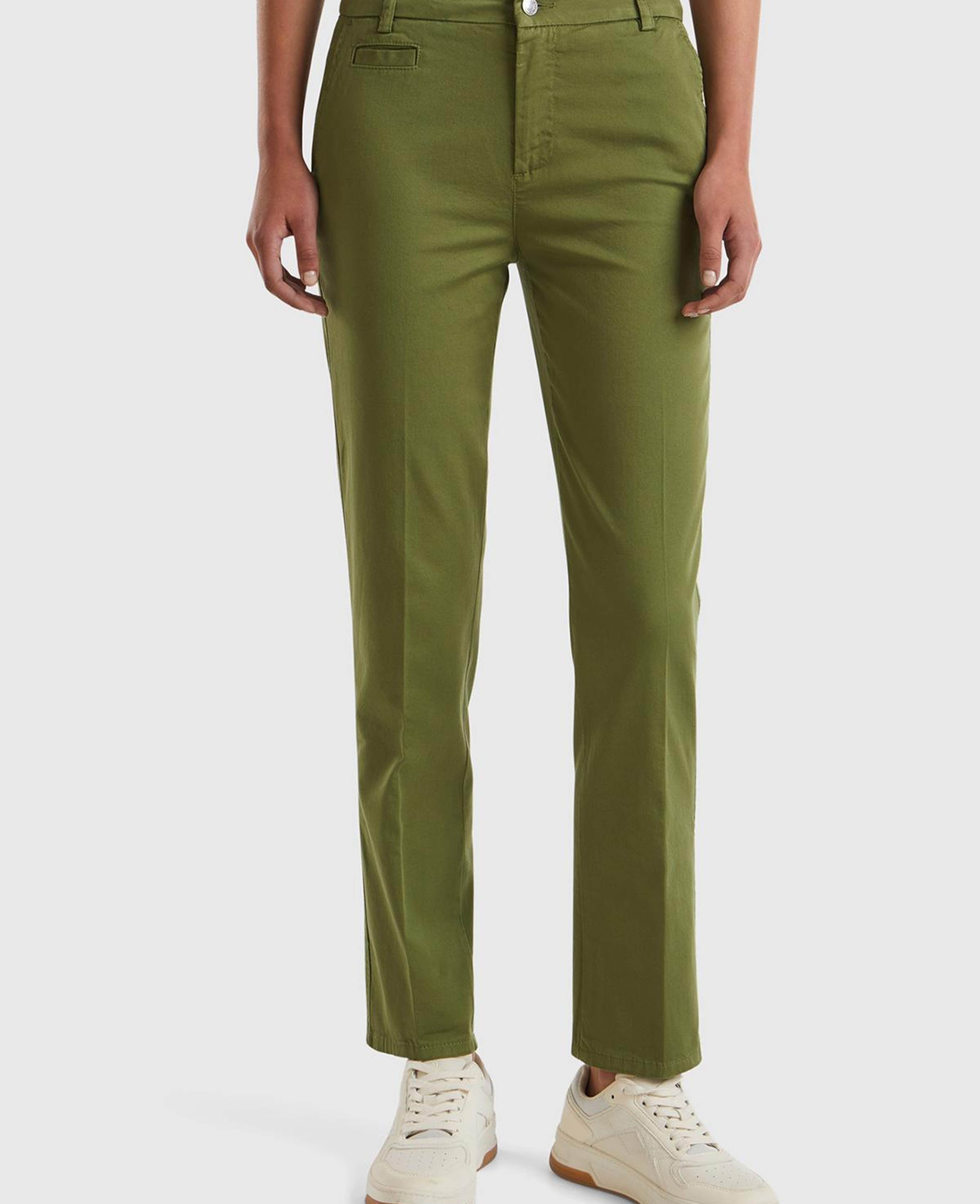 Kadın Haki Elastanlı Basic Chino Pantolon