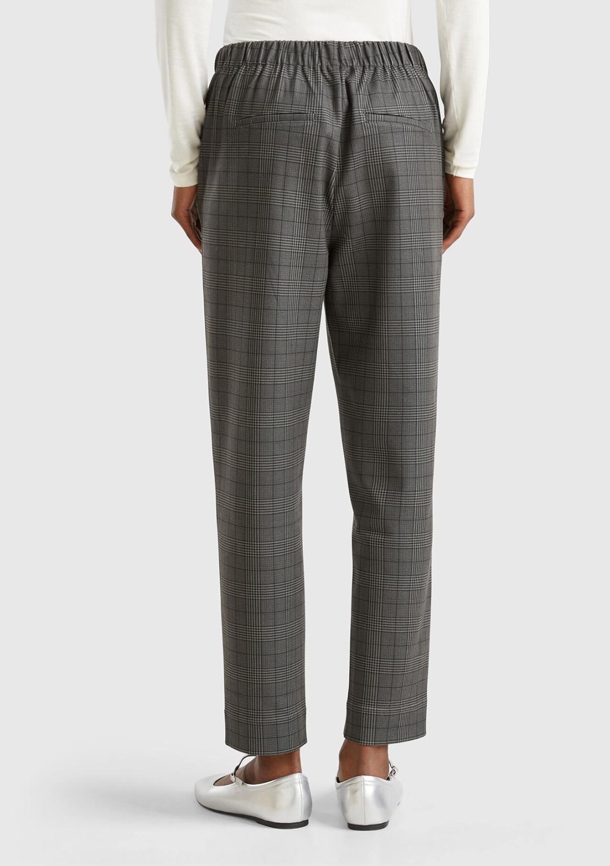 Kadın Antrasit Viskoz Karışımlı Tamamı Desenli Beli Lastikli Pantolon