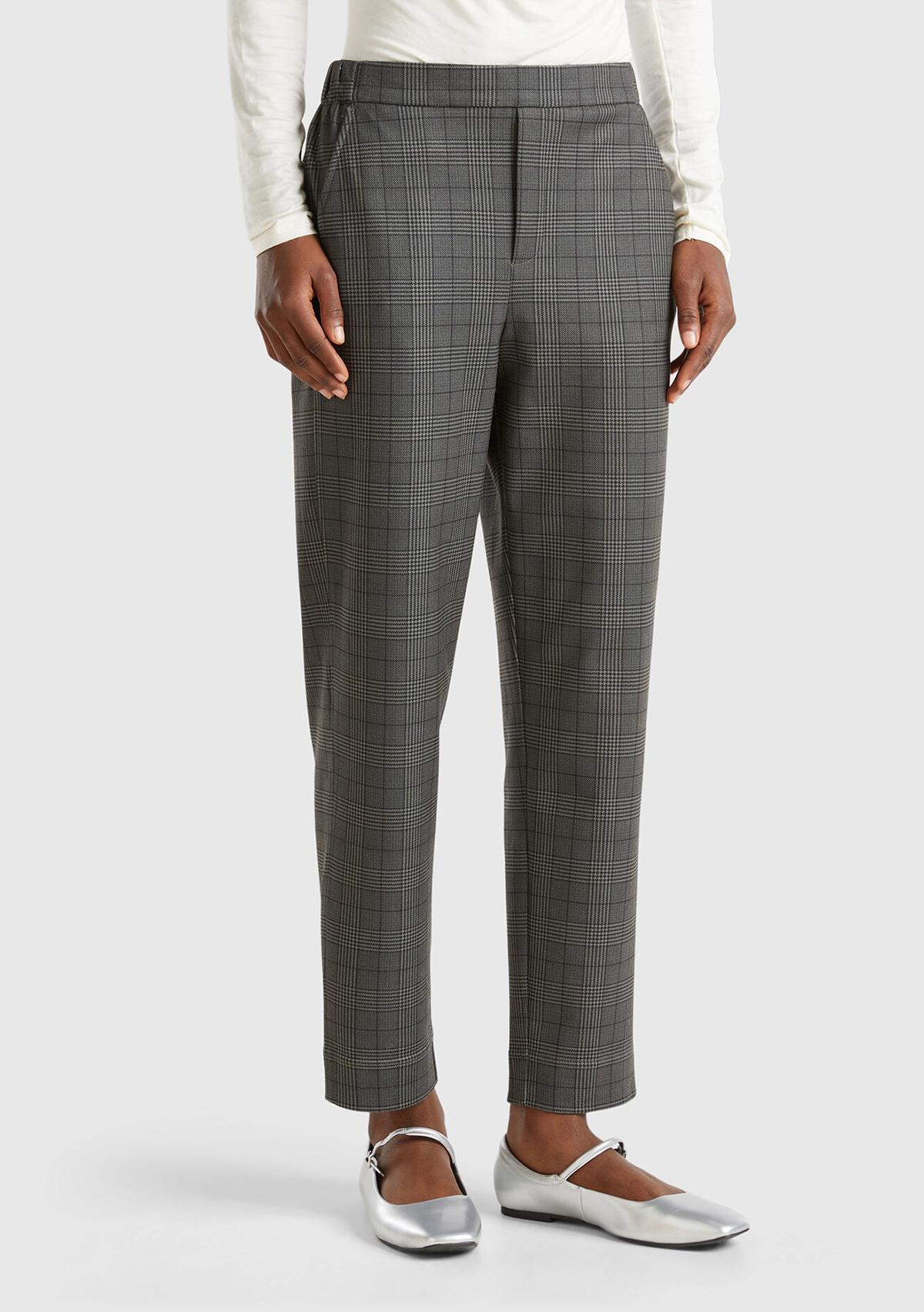 Kadın Antrasit Viskoz Karışımlı Tamamı Desenli Beli Lastikli Pantolon