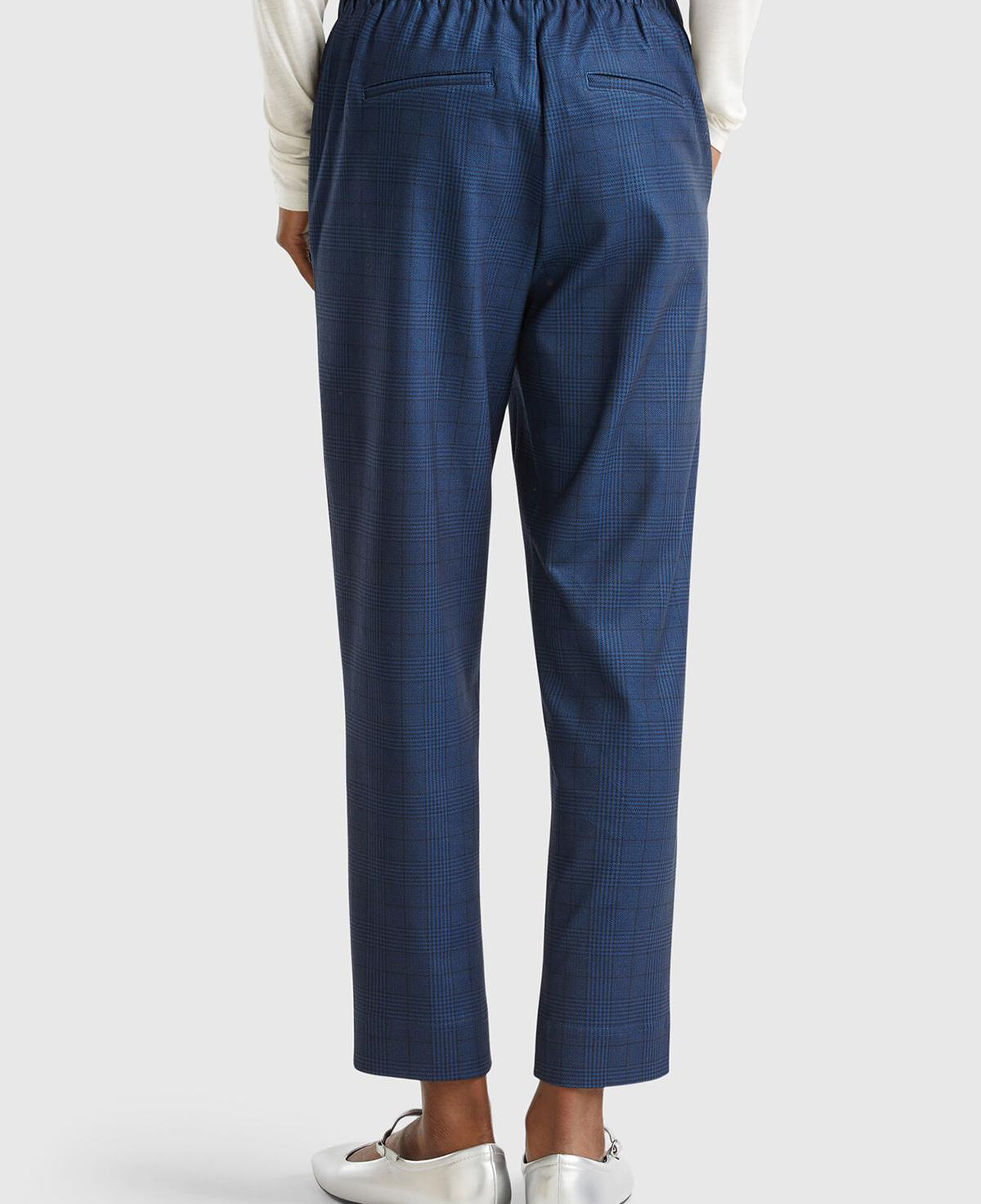 Kadın Lacivert Viskoz Karışımlı Tamamı Desenli Beli Lastikli Pantolon