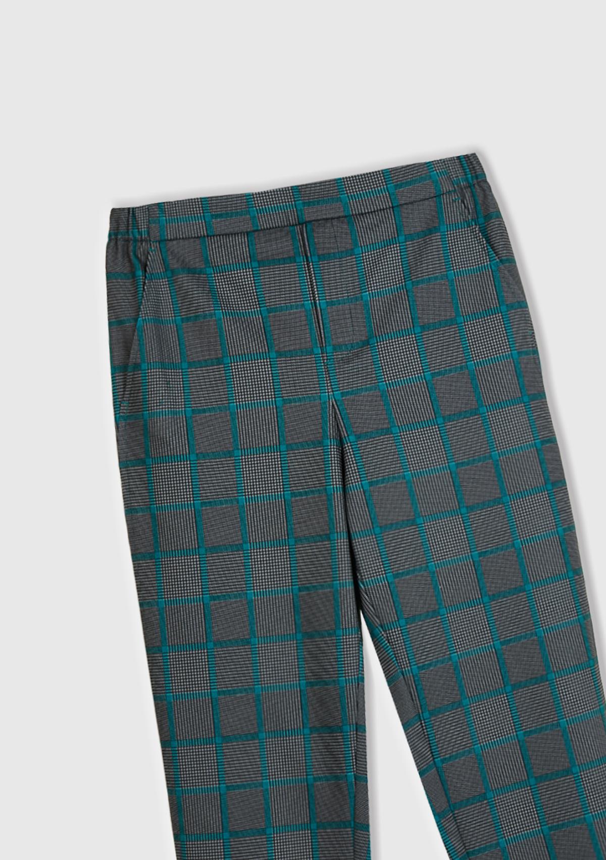 Kadın Gri Mix Viskoz Karışımlı Tamamı Desenli Beli Lastikli Pantolon