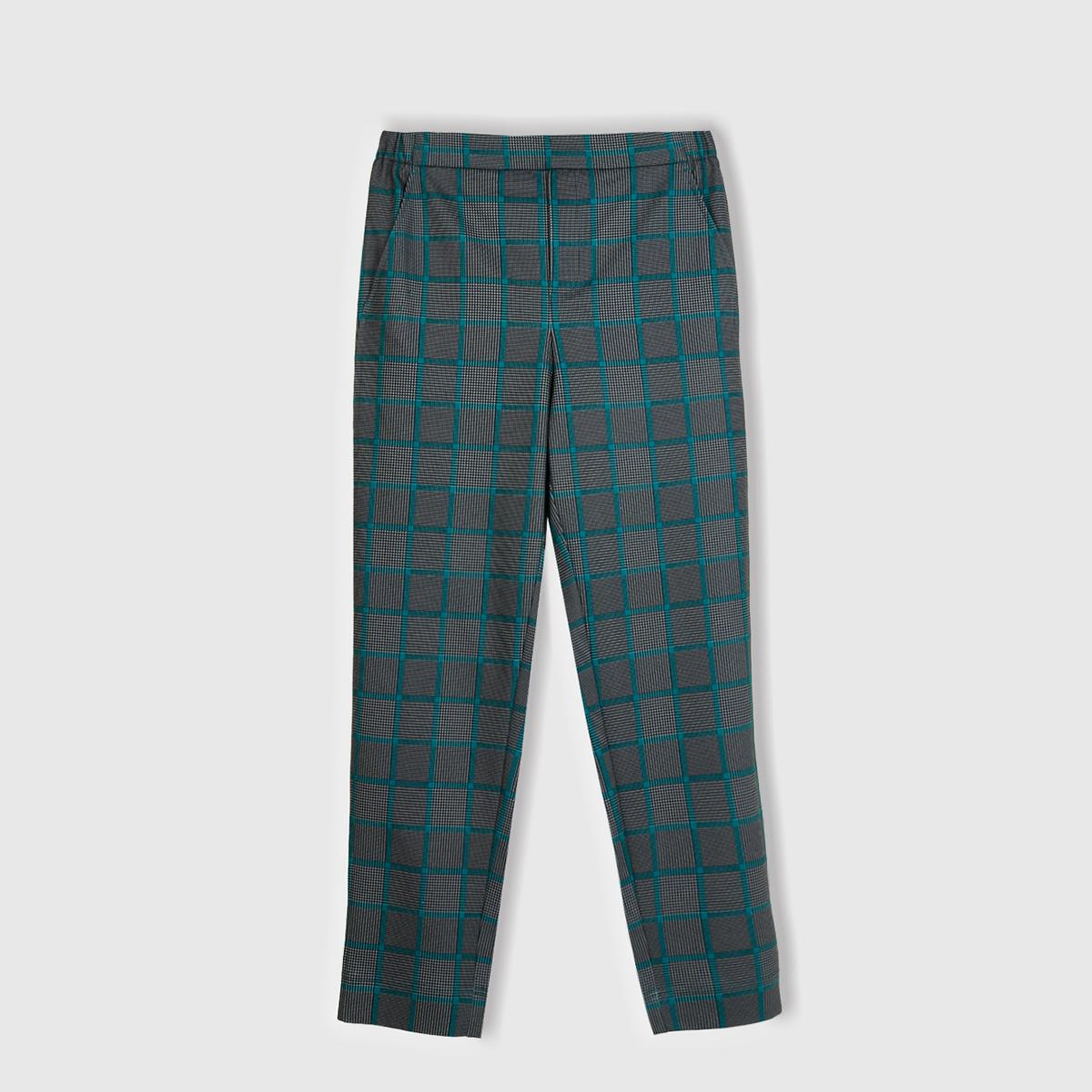 Kadın Gri Mix Viskoz Karışımlı Tamamı Desenli Beli Lastikli Pantolon