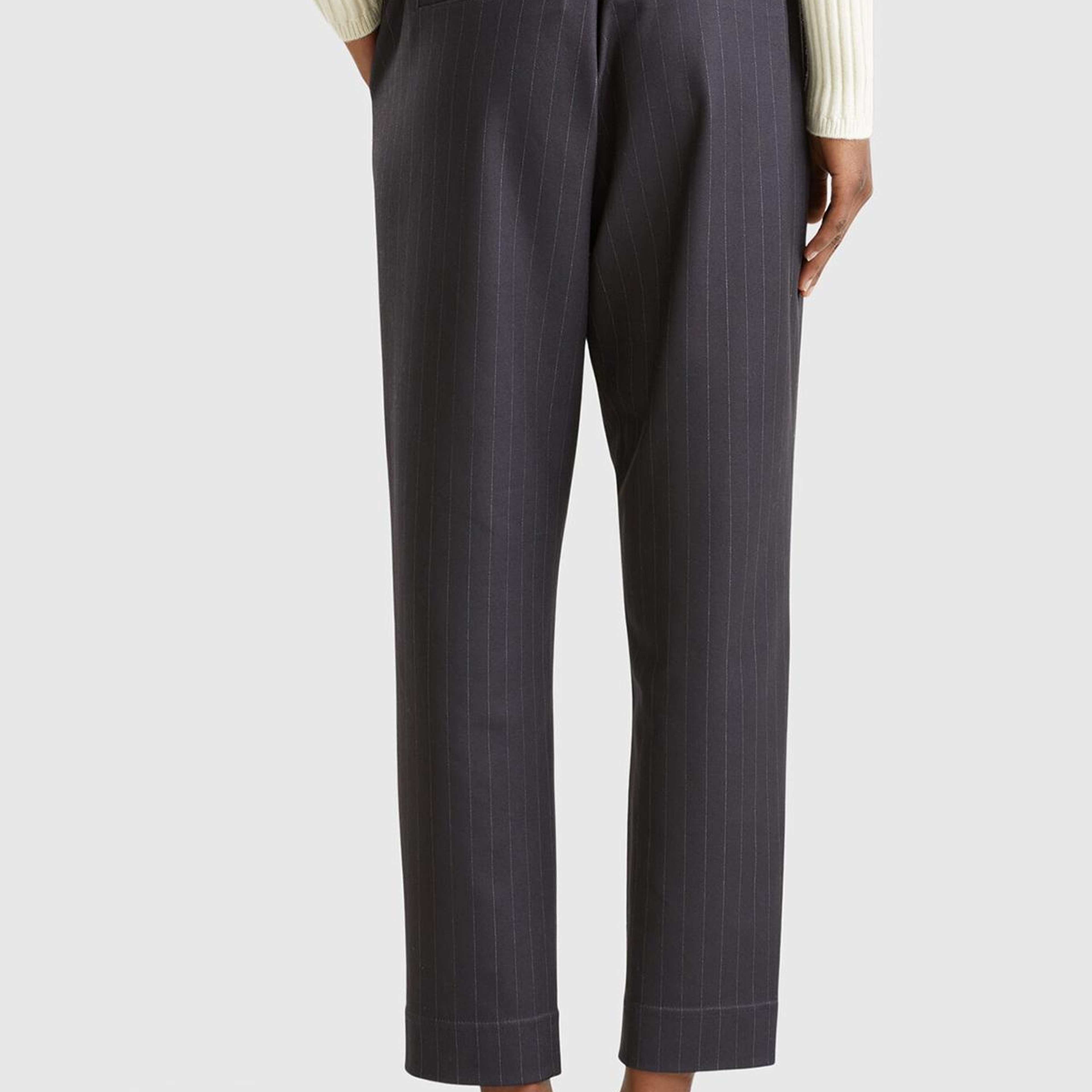 Kadın Siyah Viskoz Karışımlı Tamamı Desenli Beli Lastikli Pantolon