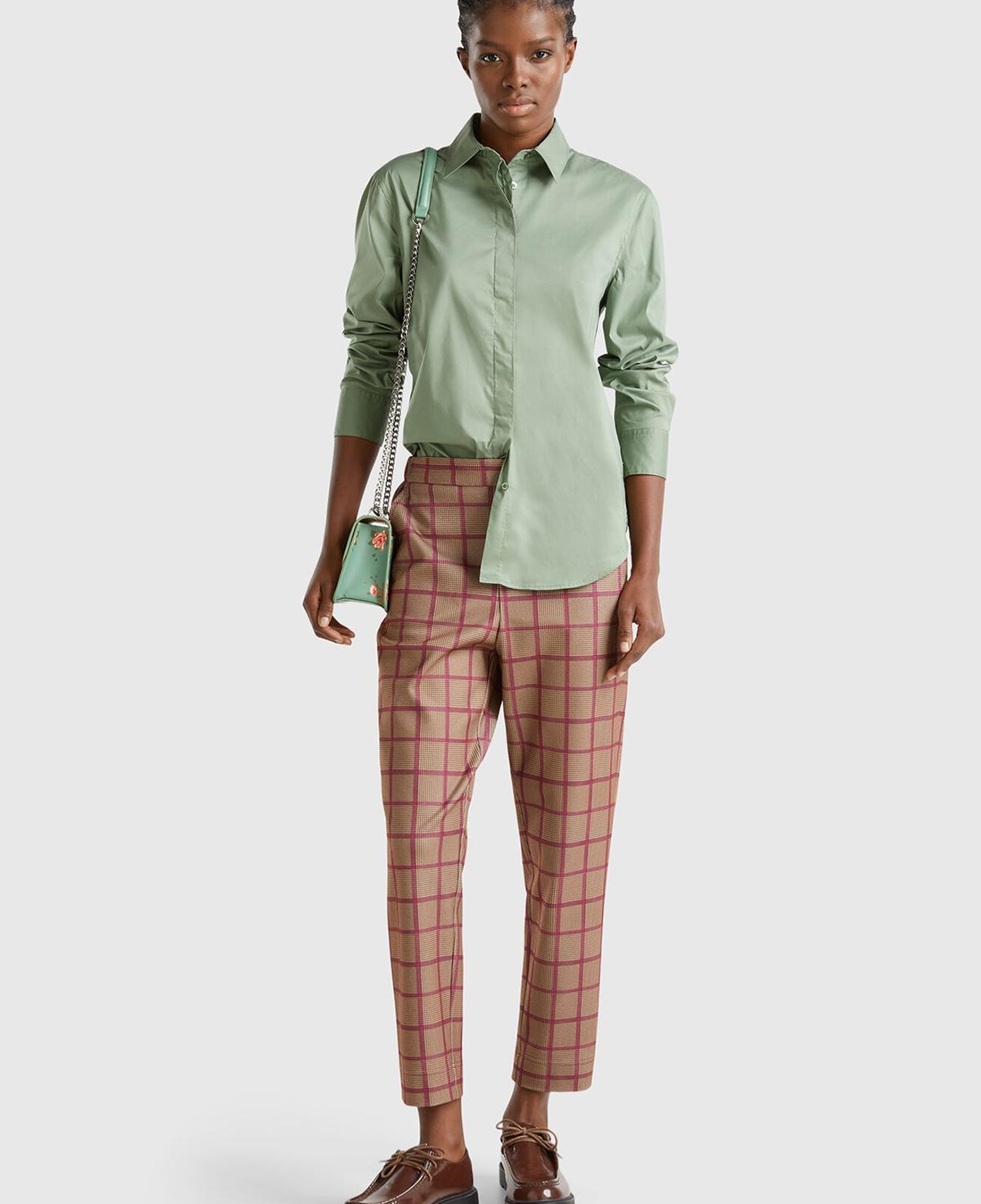 Kadın Kahverengi Viskoz Karışımlı Tamamı Desenli Beli Lastikli Pantolon