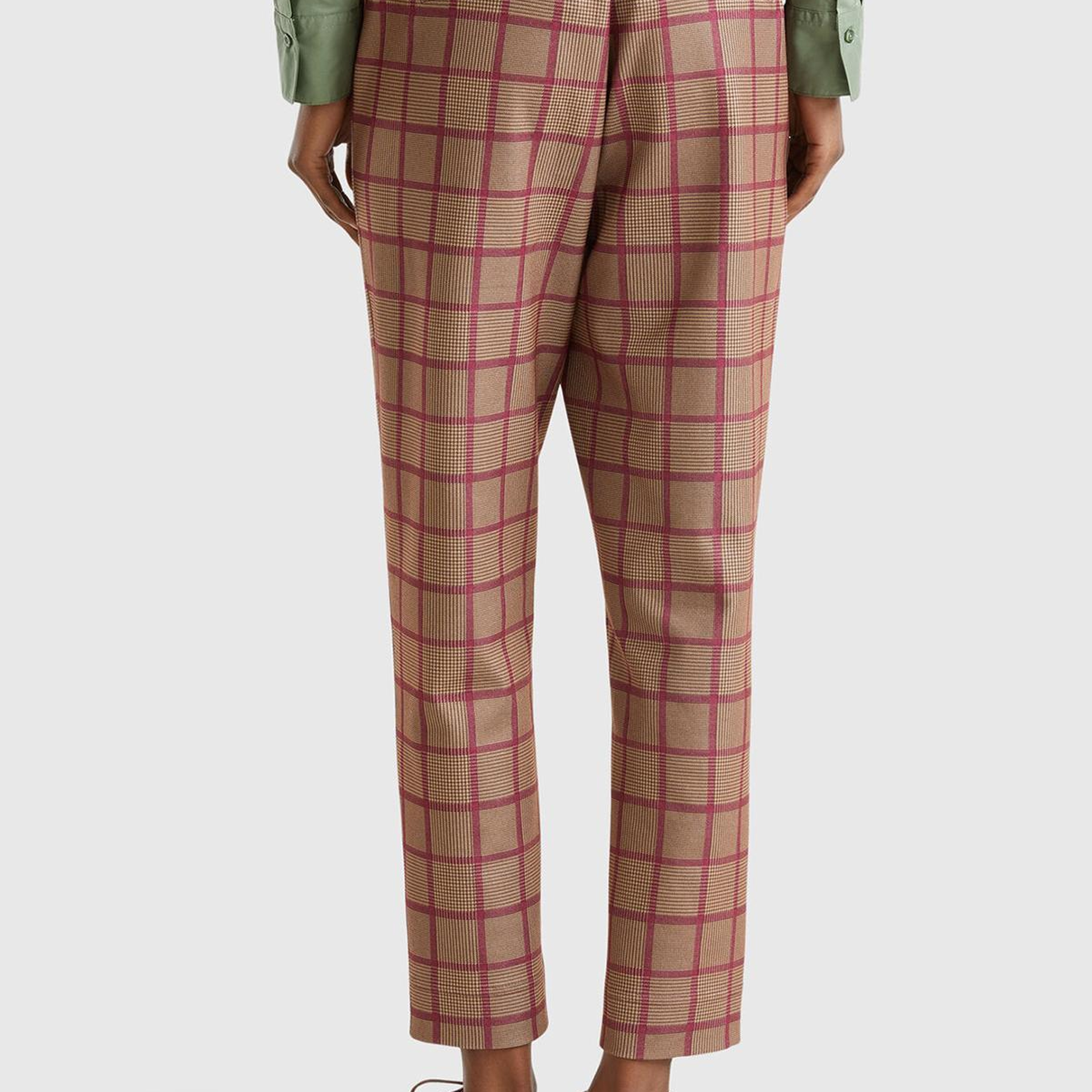 Kadın Kahverengi Viskoz Karışımlı Tamamı Desenli Beli Lastikli Pantolon