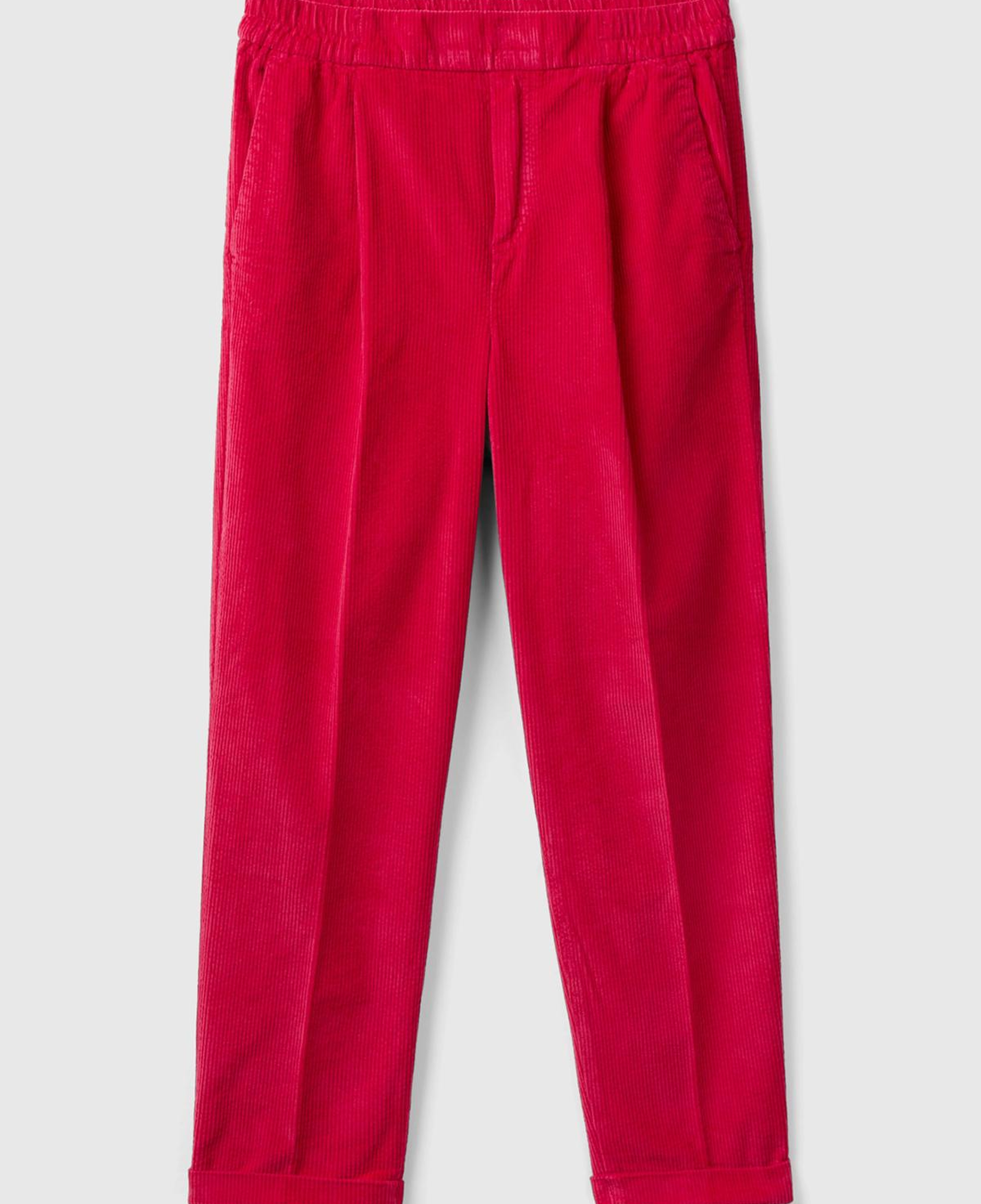 Kadın Kırmızı Beli Lastikli Kadife Pantolon