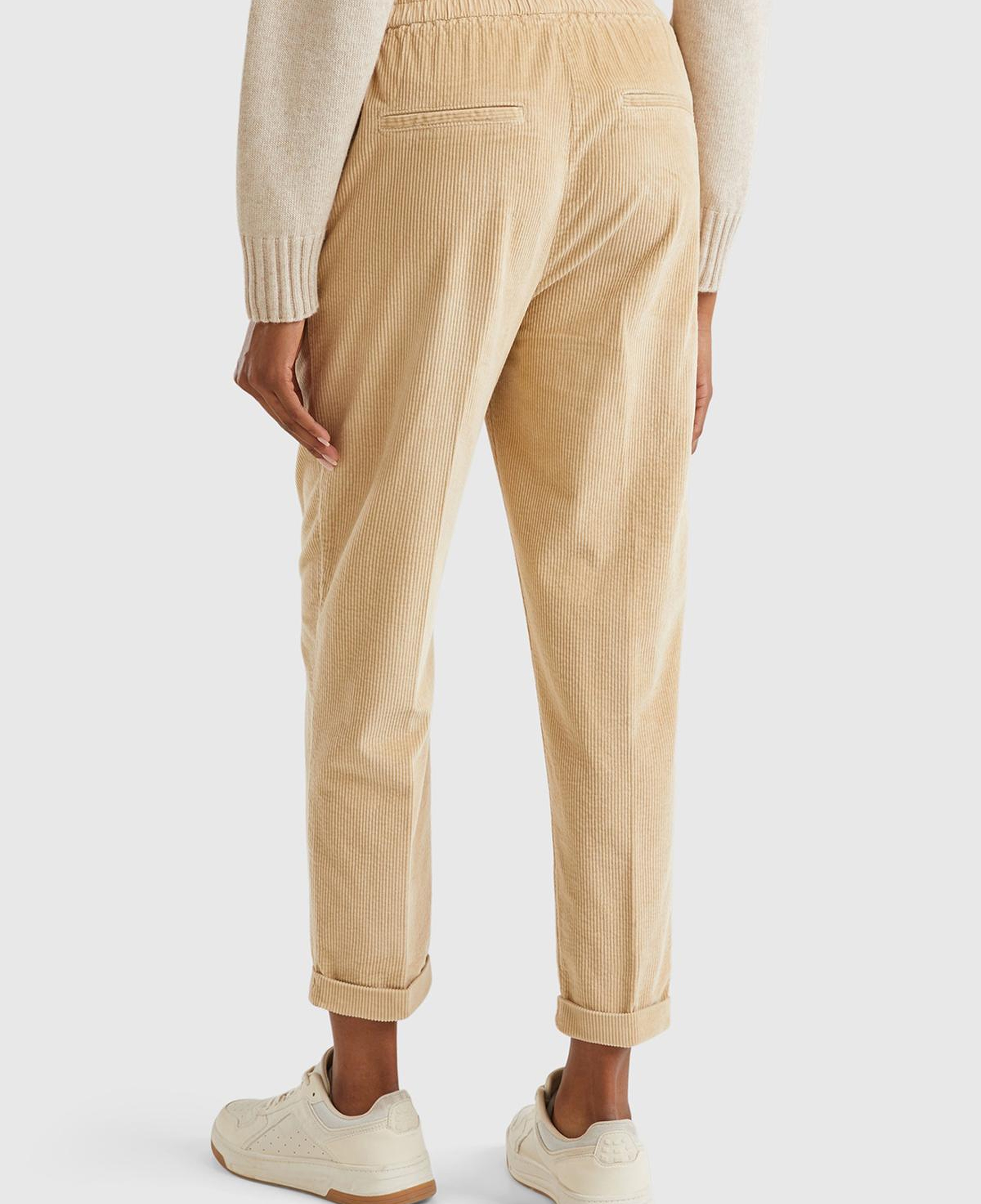 Kadın Kahverengi Beli Lastikli Kadife Pantolon