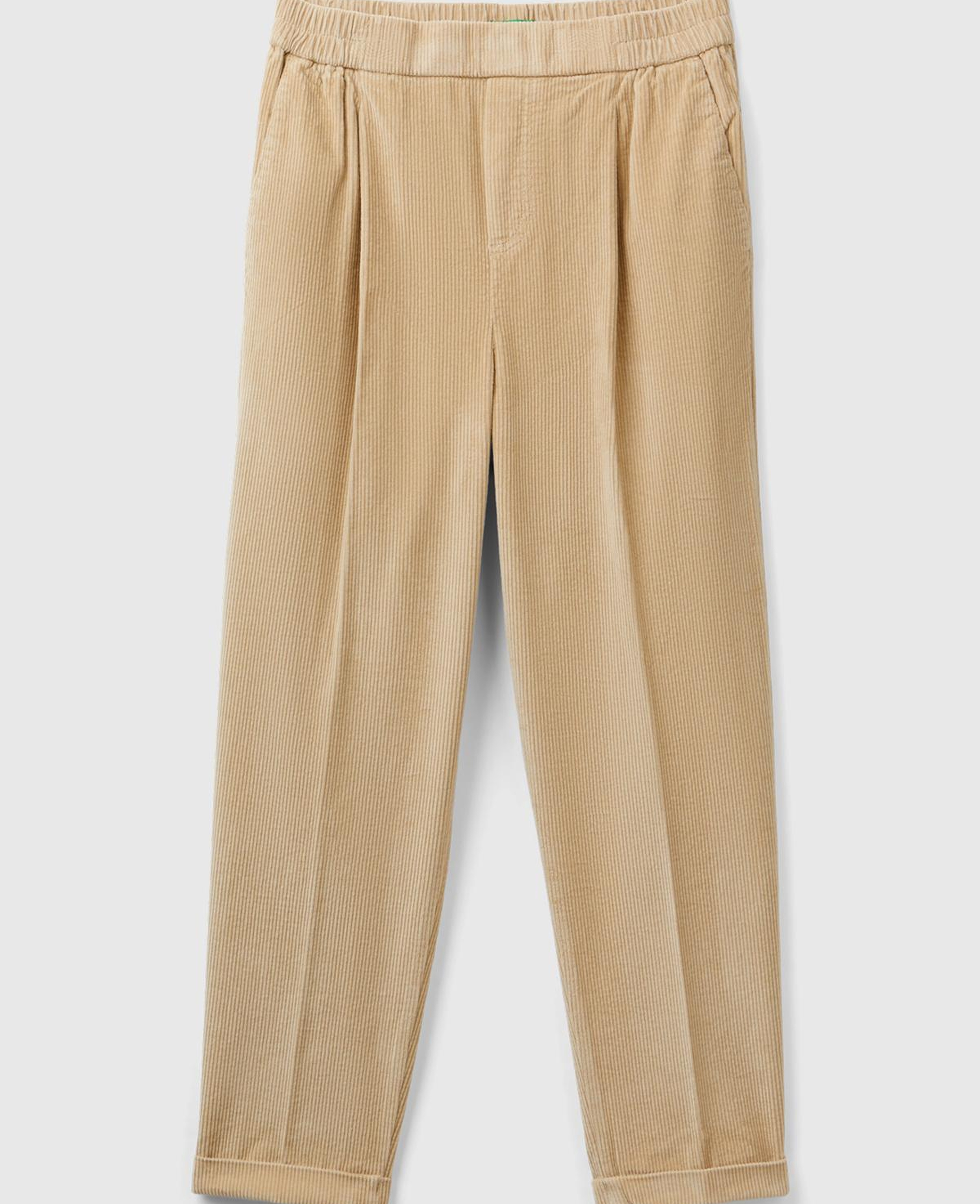 Kadın Kahverengi Beli Lastikli Kadife Pantolon