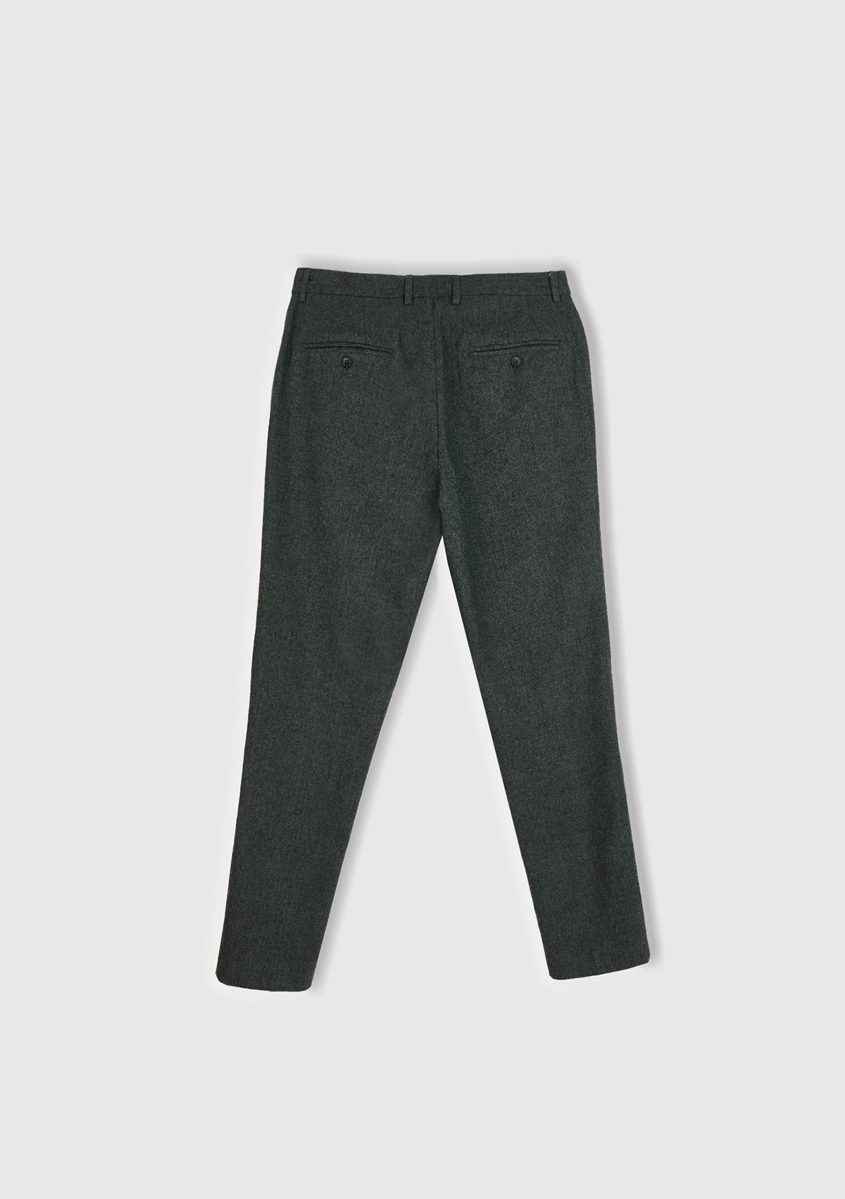 Erkek Antrasit Yün Karışımlı Dar Kesim Pantolon