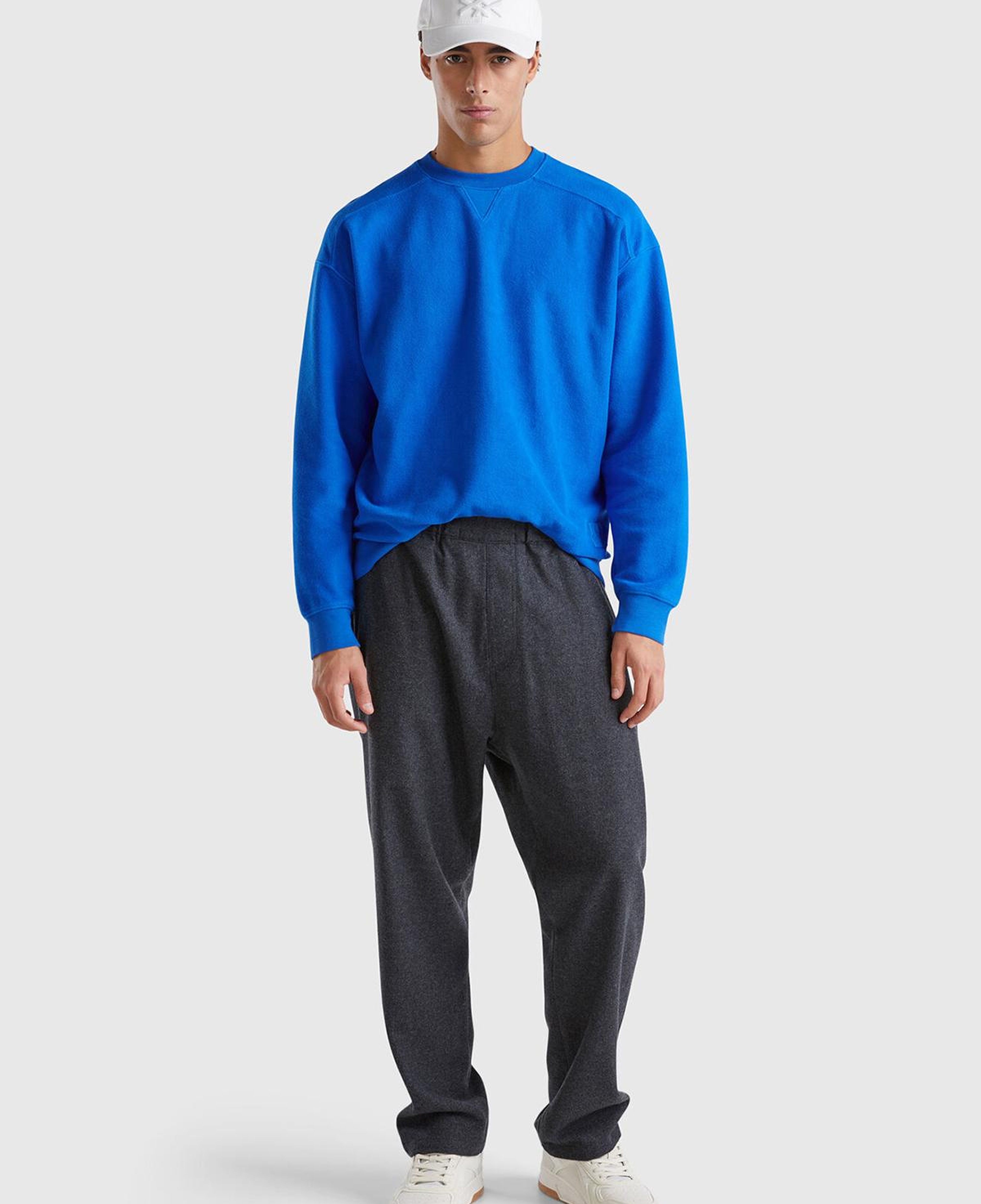 Erkek Antrasit Melanj Yün ve Viskoz Karışımlı Arkası Biyeli Cepli Beli Elastik Pantolon