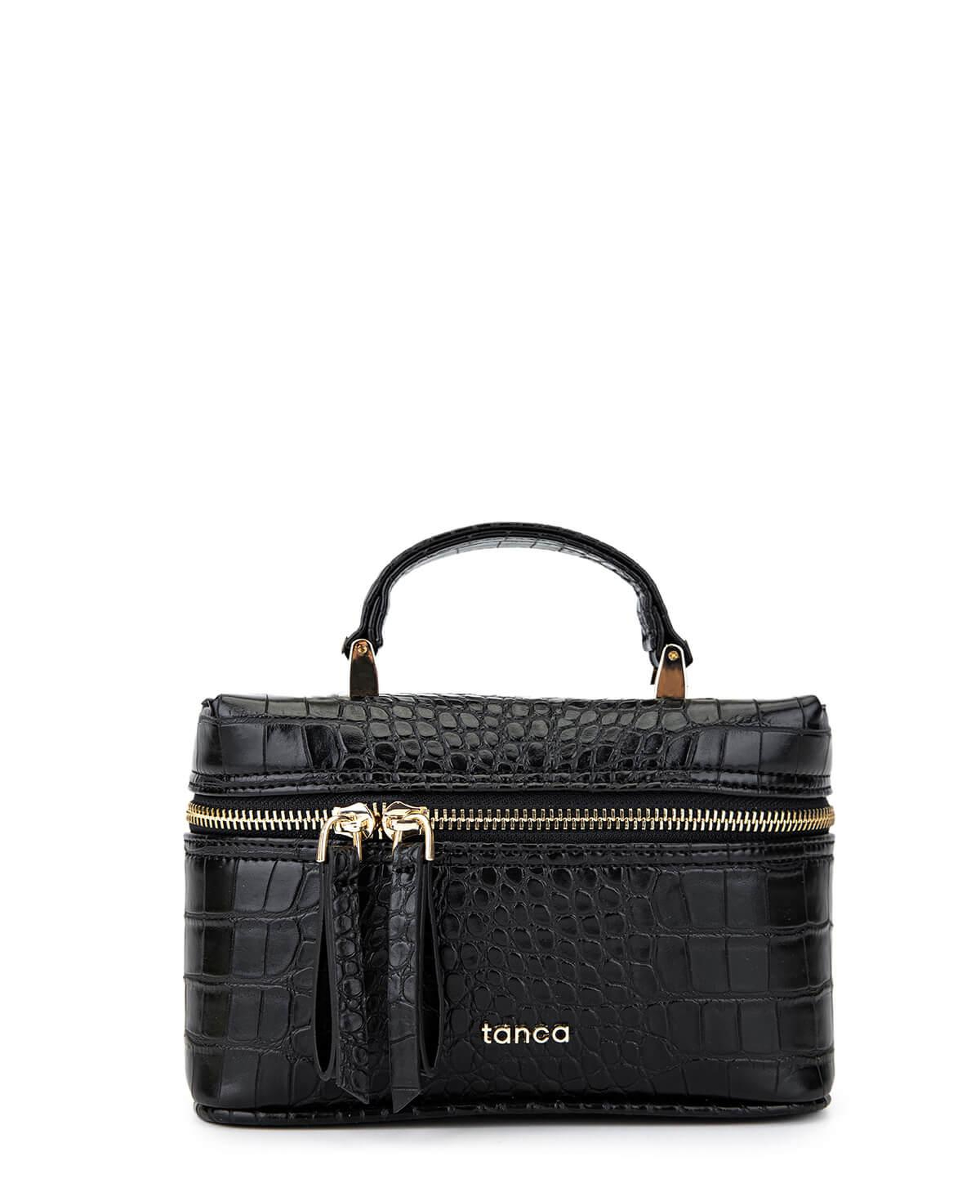 Tamer Tanca Kadın Suni Deri Siyah Kroko El Çantası