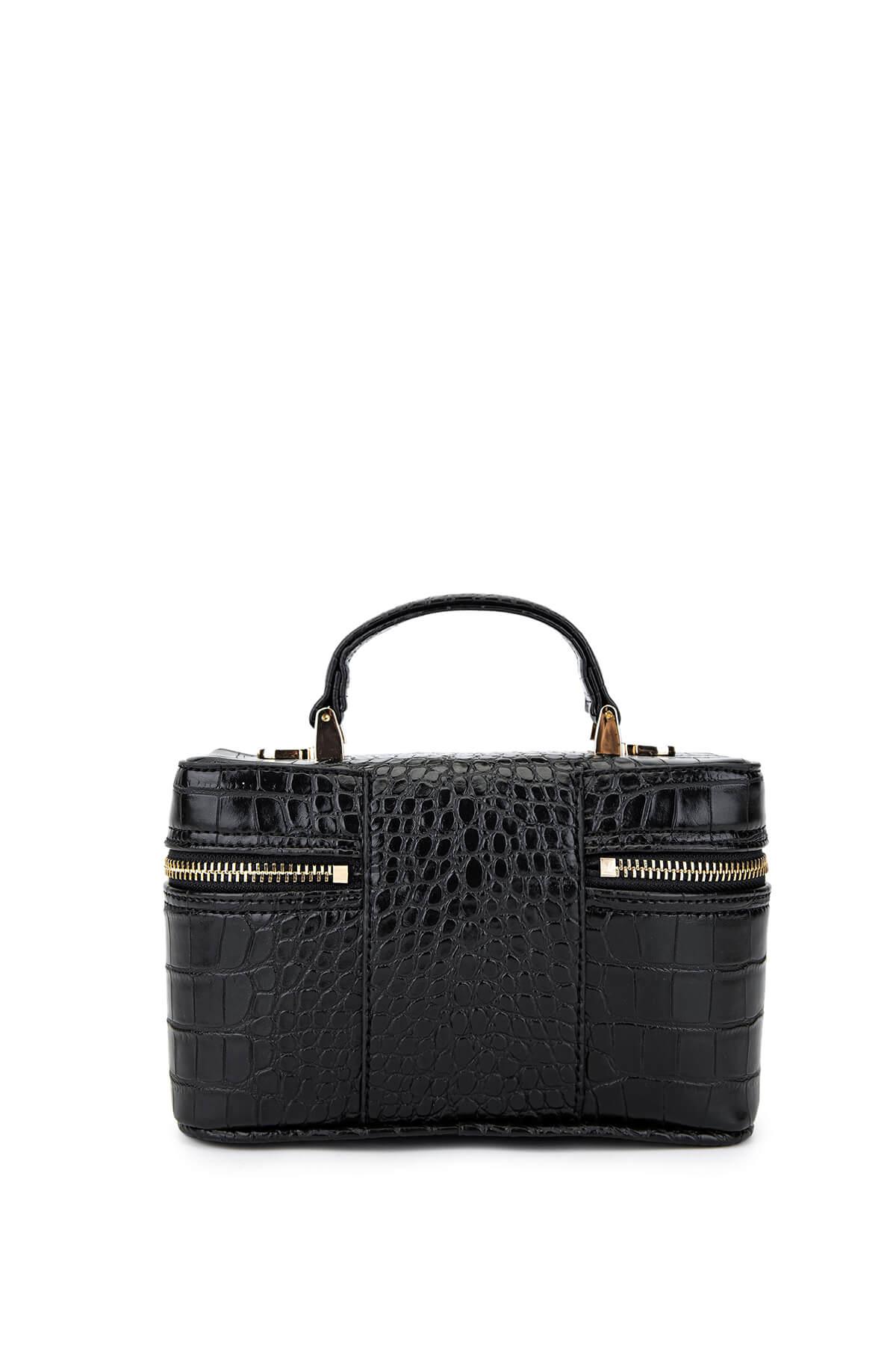 Tamer Tanca Kadın Suni Deri Siyah Kroko El Çantası