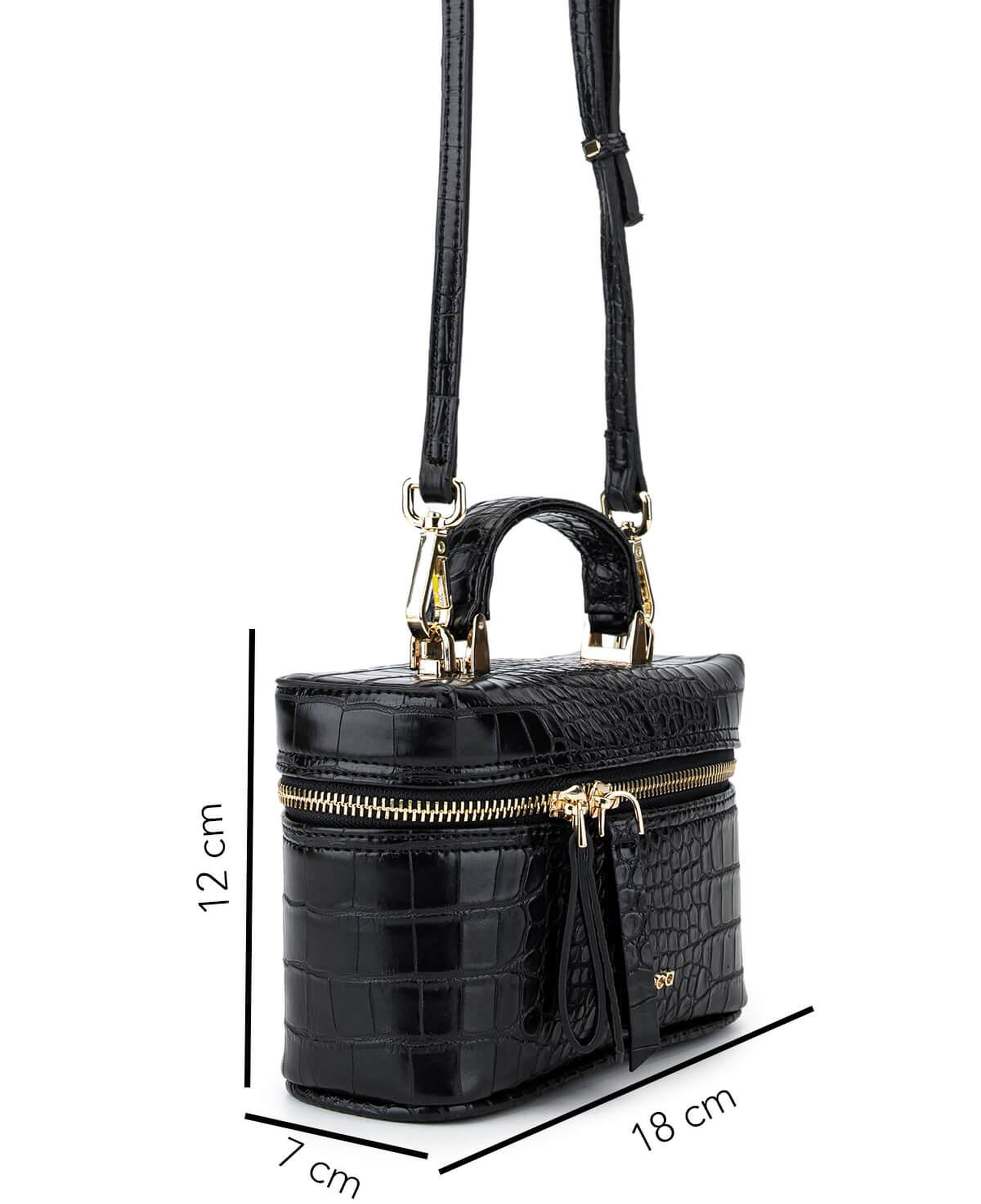 Tamer Tanca Kadın Suni Deri Siyah Kroko El Çantası