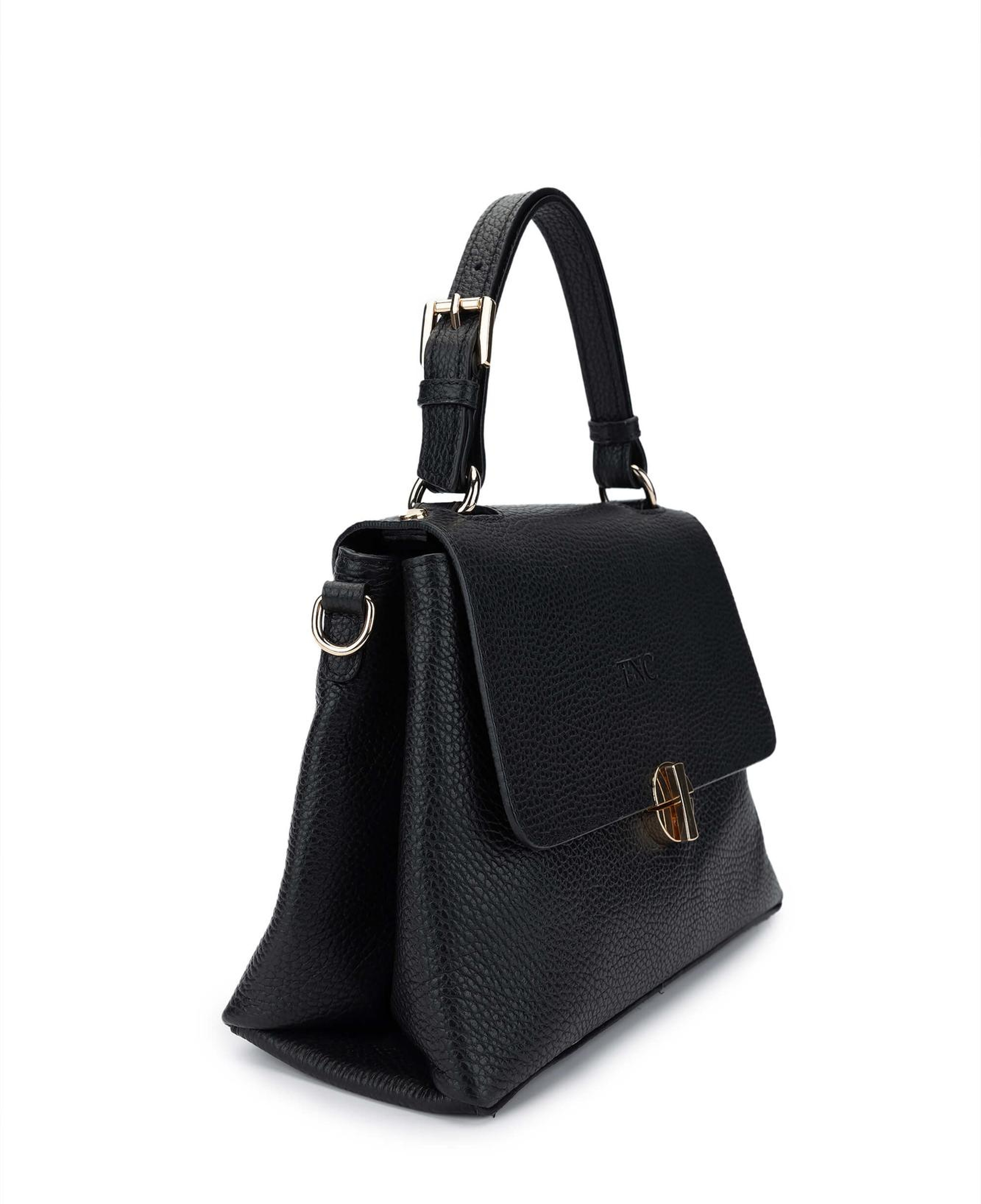 Tamer Tanca Kadın Hakiki Deri Siyah Floter Omuz Çanta