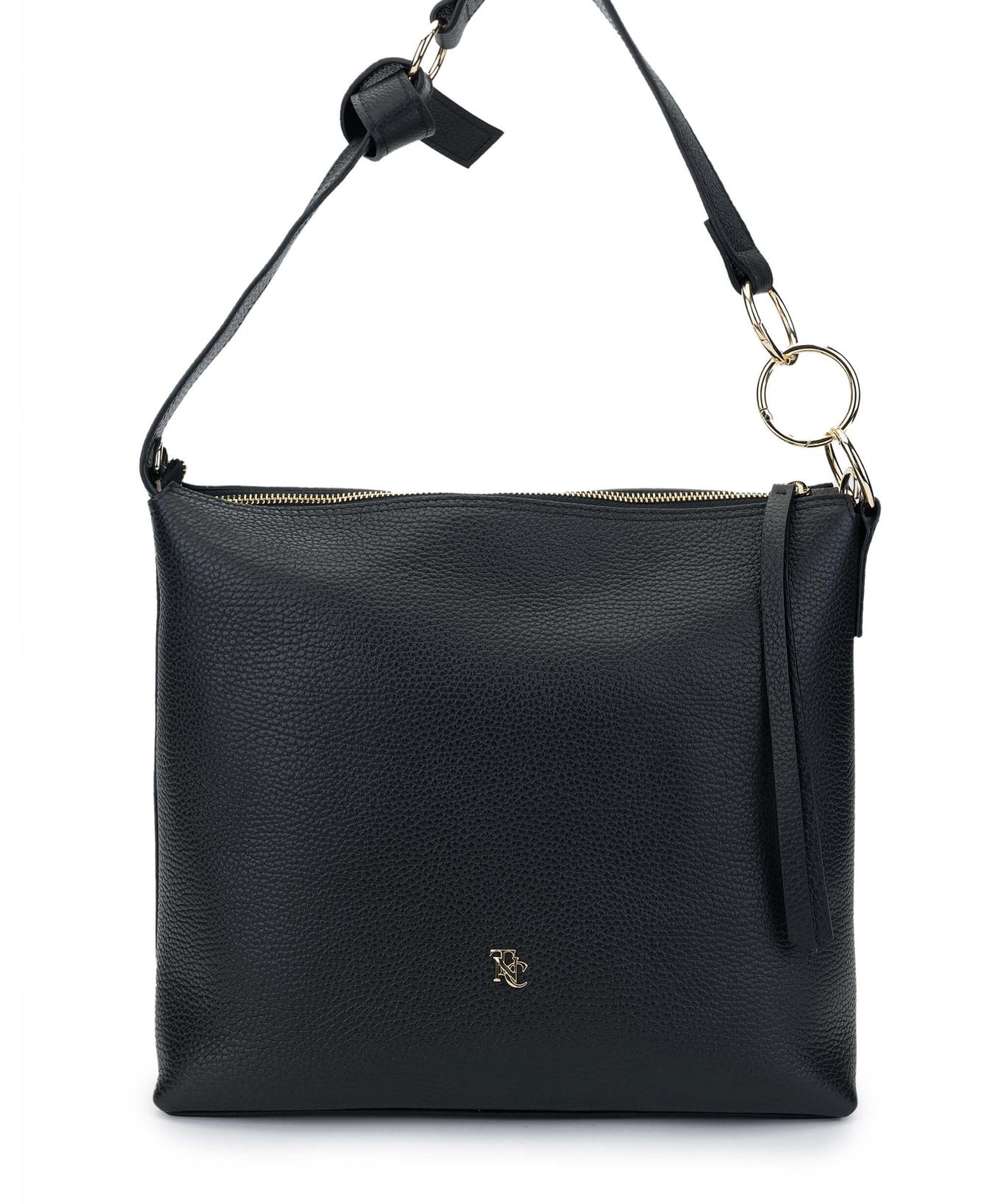 Tamer Tanca Kadın Hakiki Deri Siyah Floter Omuz Çanta