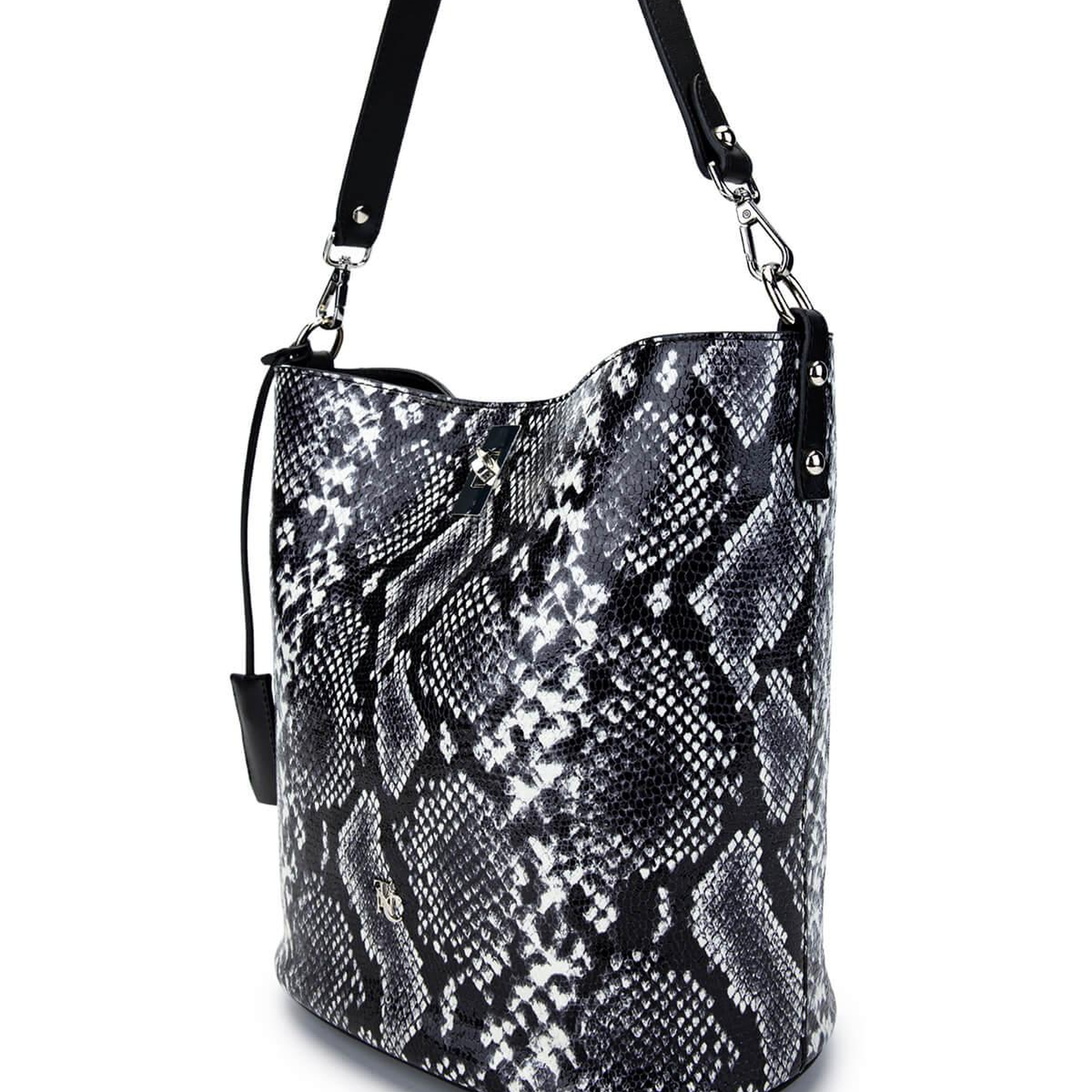 Tamer Tanca Kadın Hakiki Deri Siyah/Beyaz Omuz Çanta