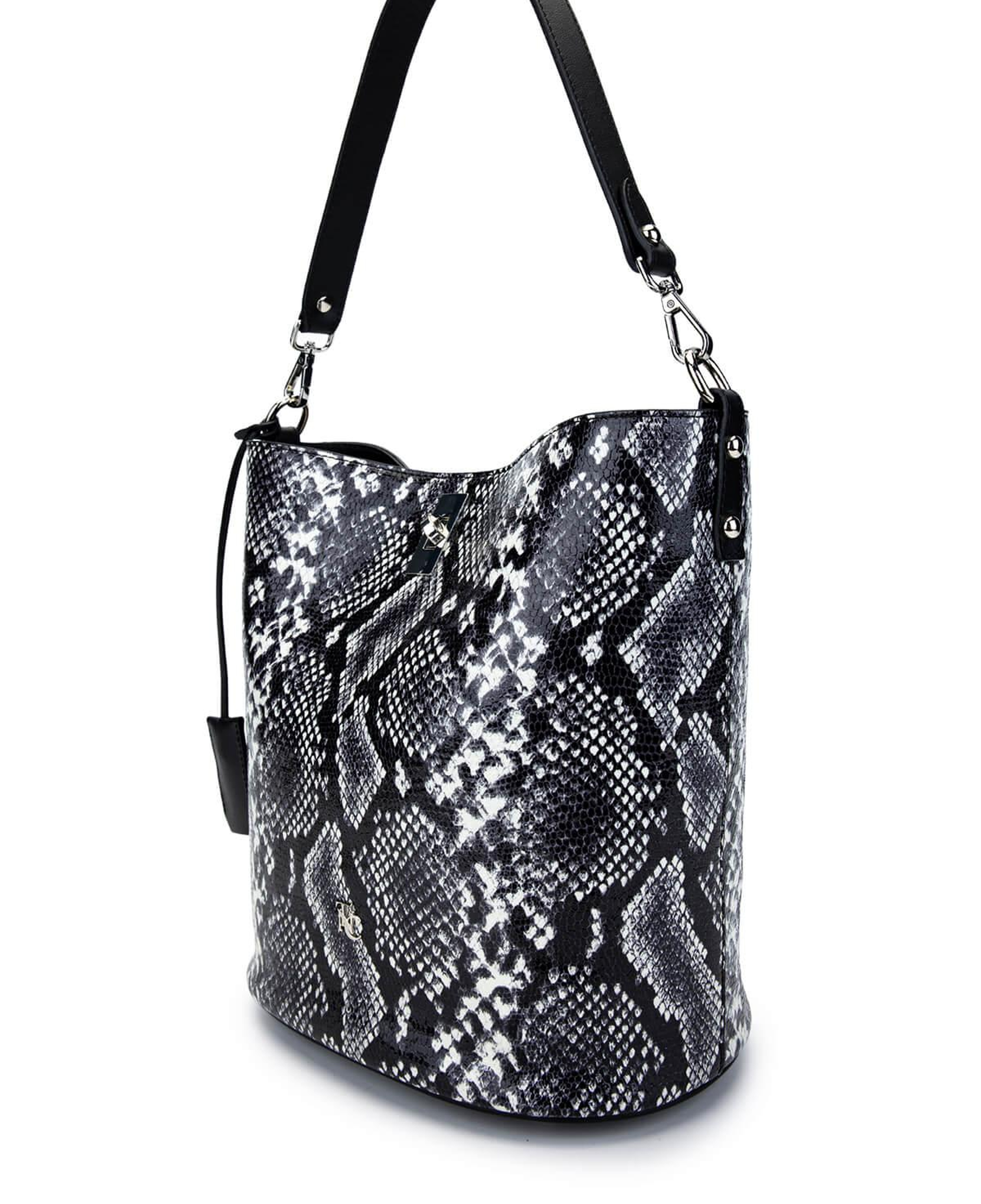 Tamer Tanca Kadın Hakiki Deri Siyah/Beyaz Omuz Çanta