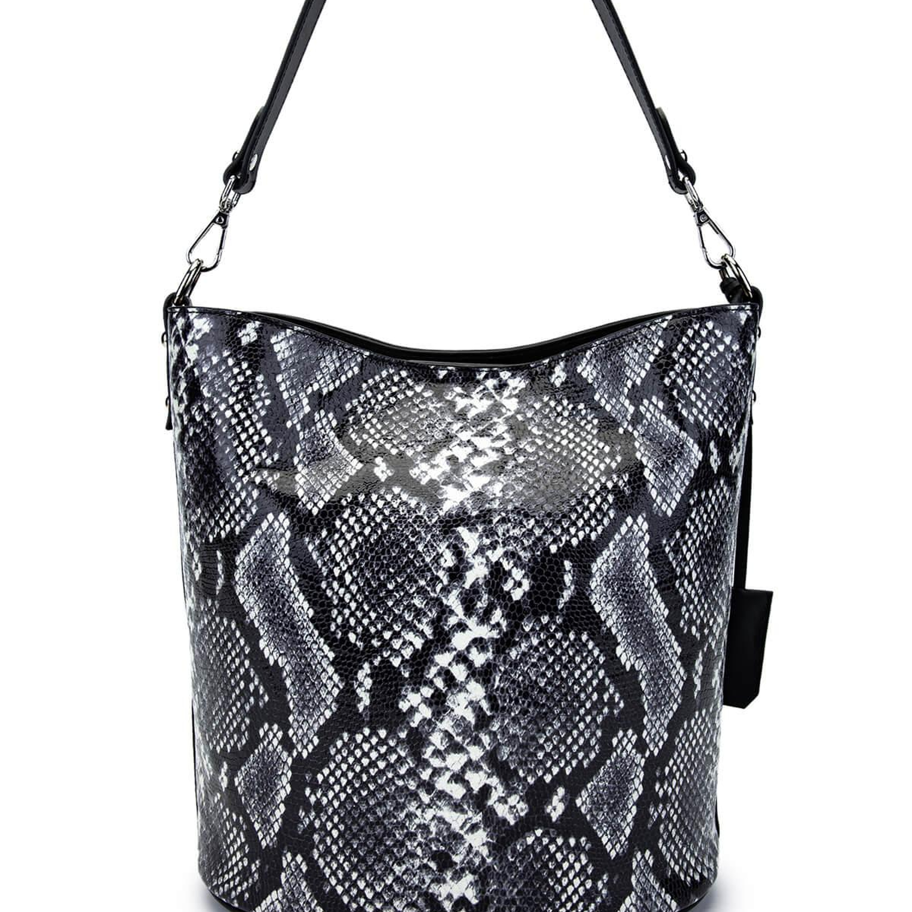 Tamer Tanca Kadın Hakiki Deri Siyah/Beyaz Omuz Çanta