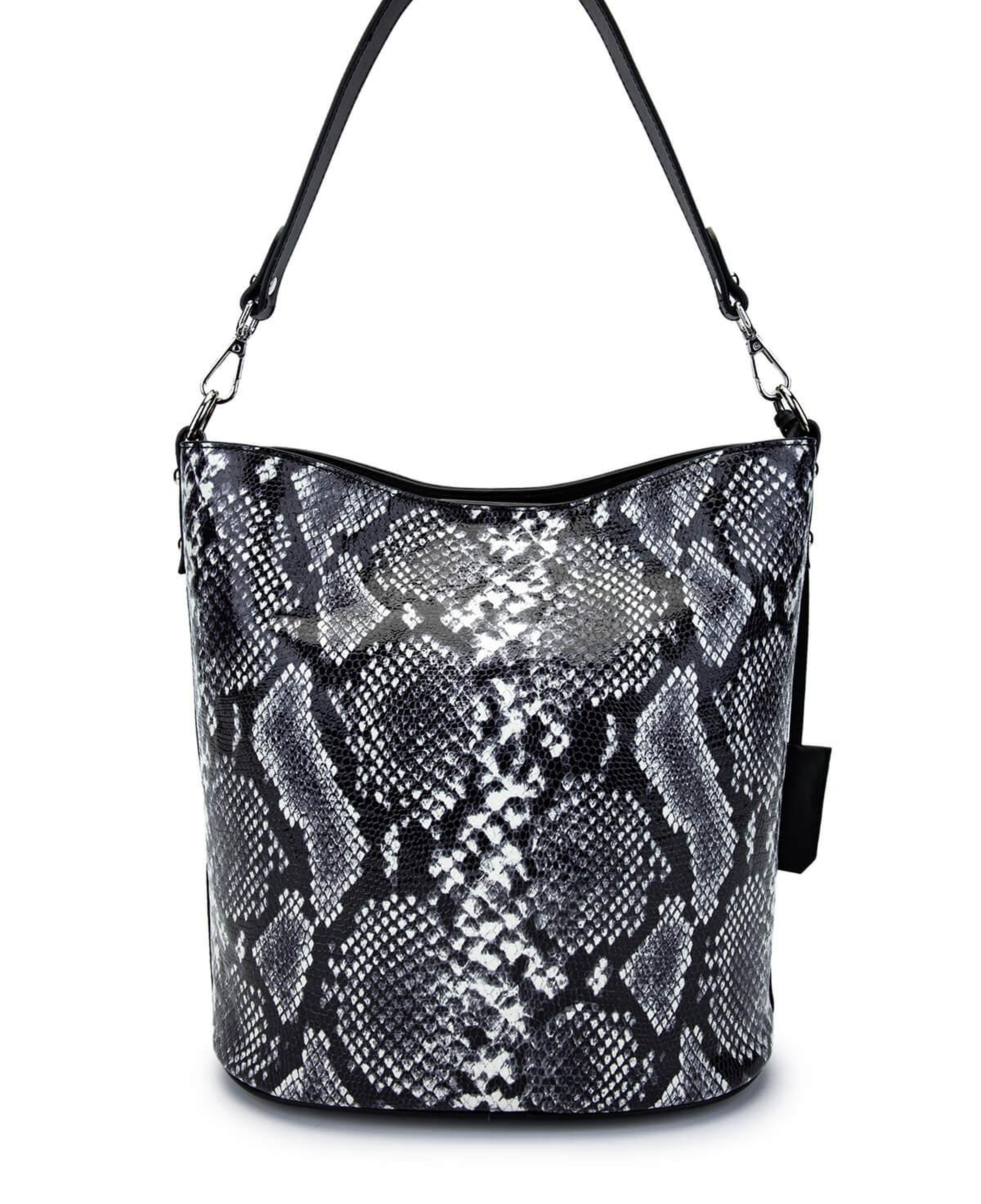 Tamer Tanca Kadın Hakiki Deri Siyah/Beyaz Omuz Çanta