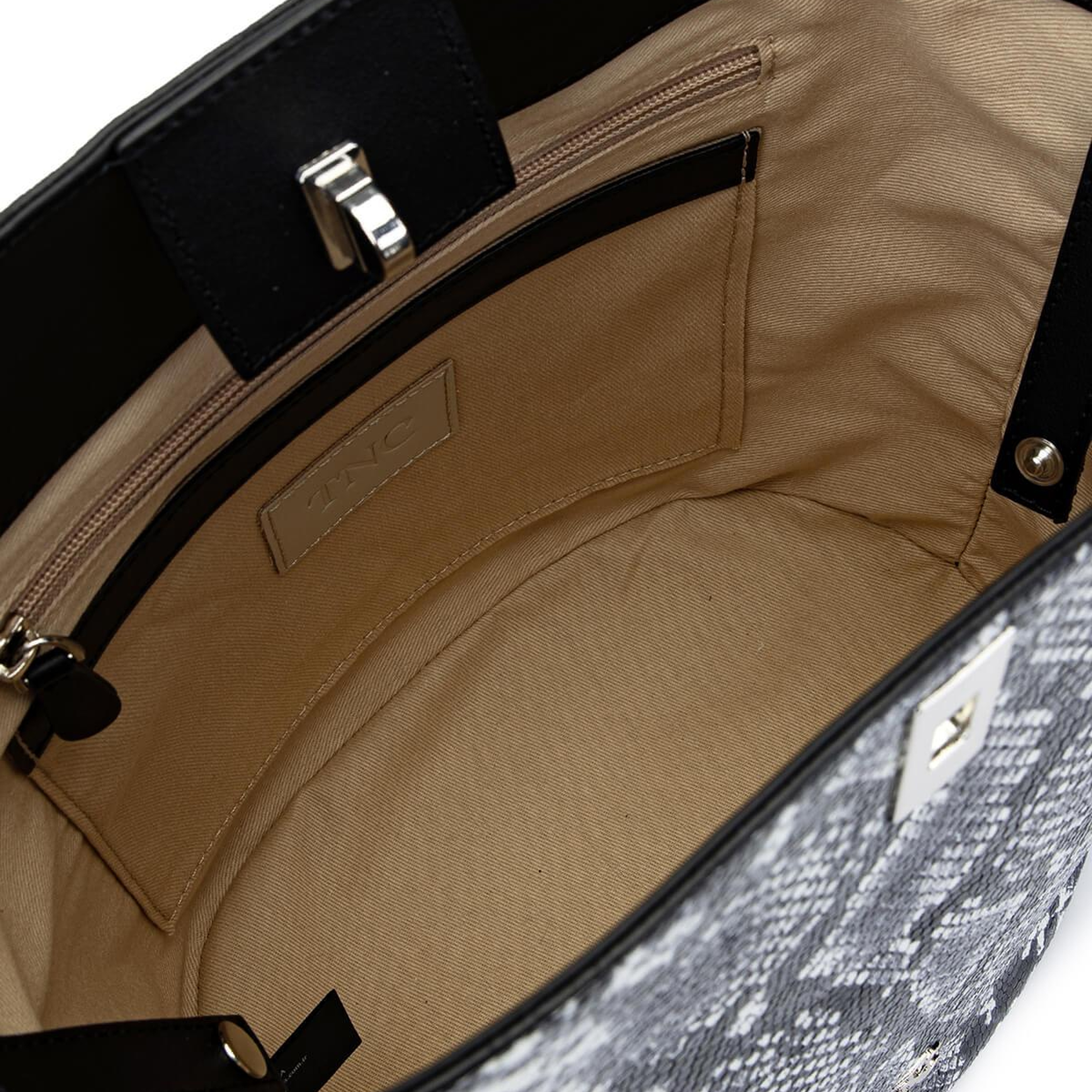 Tamer Tanca Kadın Hakiki Deri Siyah/Beyaz Omuz Çanta