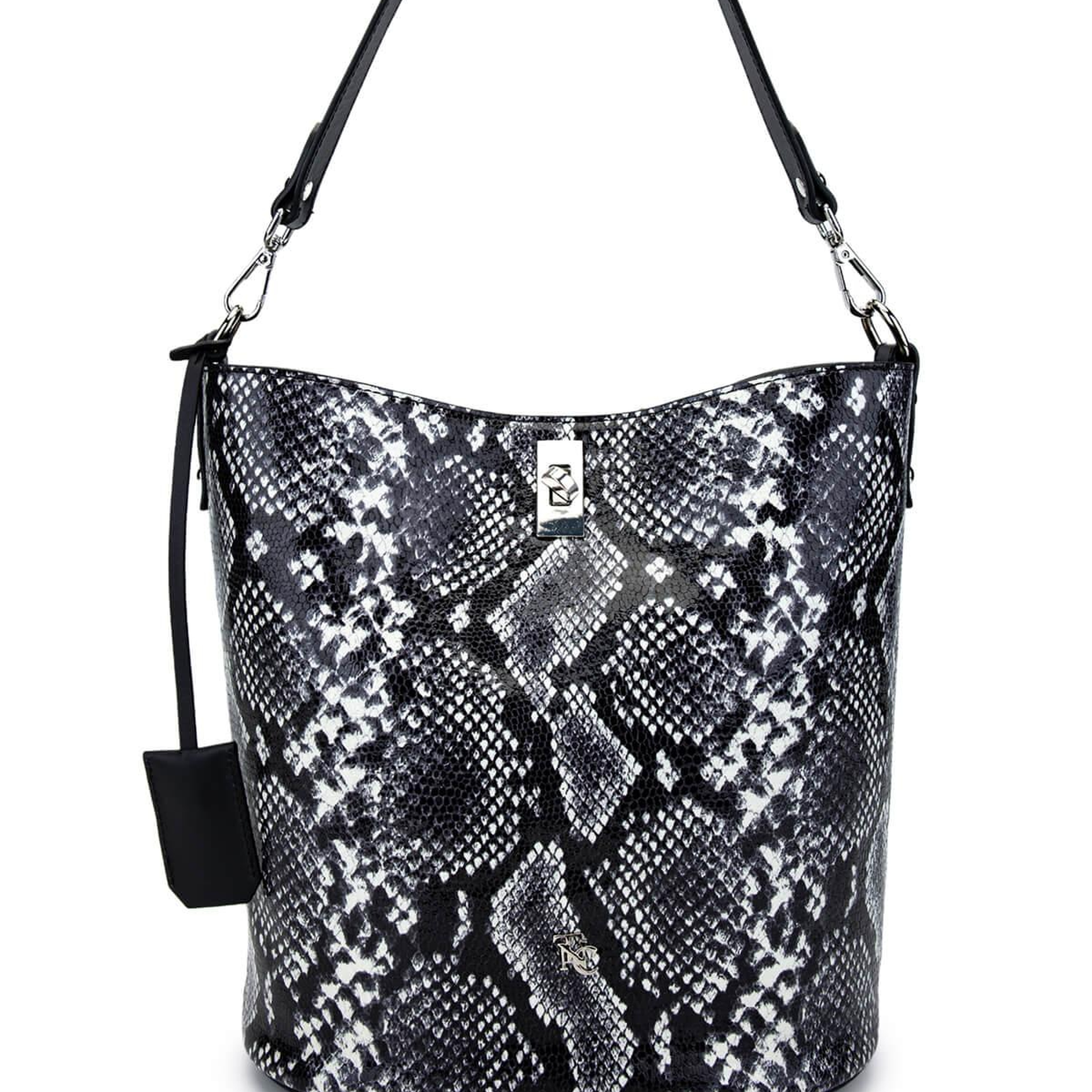 Tamer Tanca Kadın Hakiki Deri Siyah/Beyaz Omuz Çanta