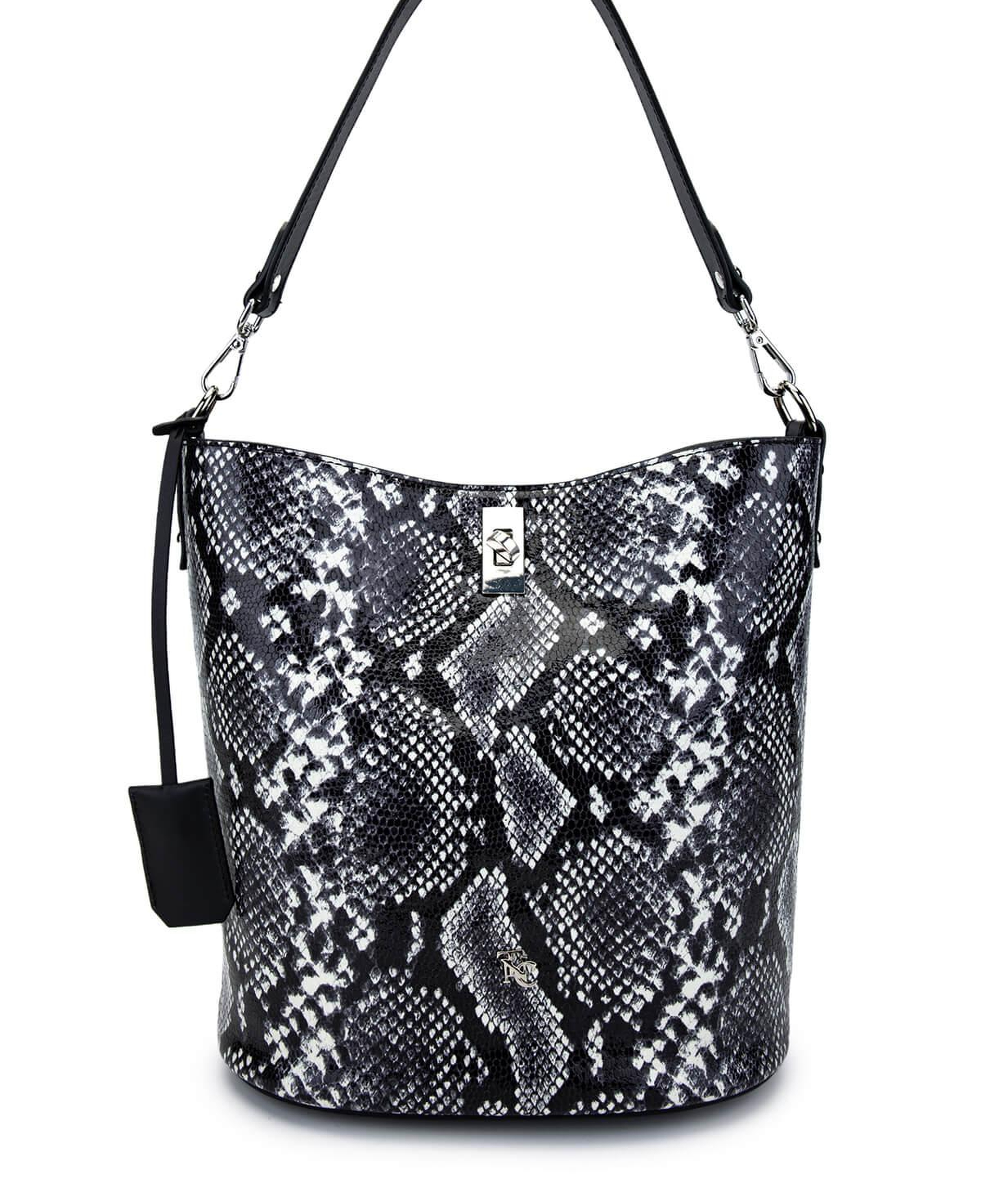 Tamer Tanca Kadın Hakiki Deri Siyah/Beyaz Omuz Çanta