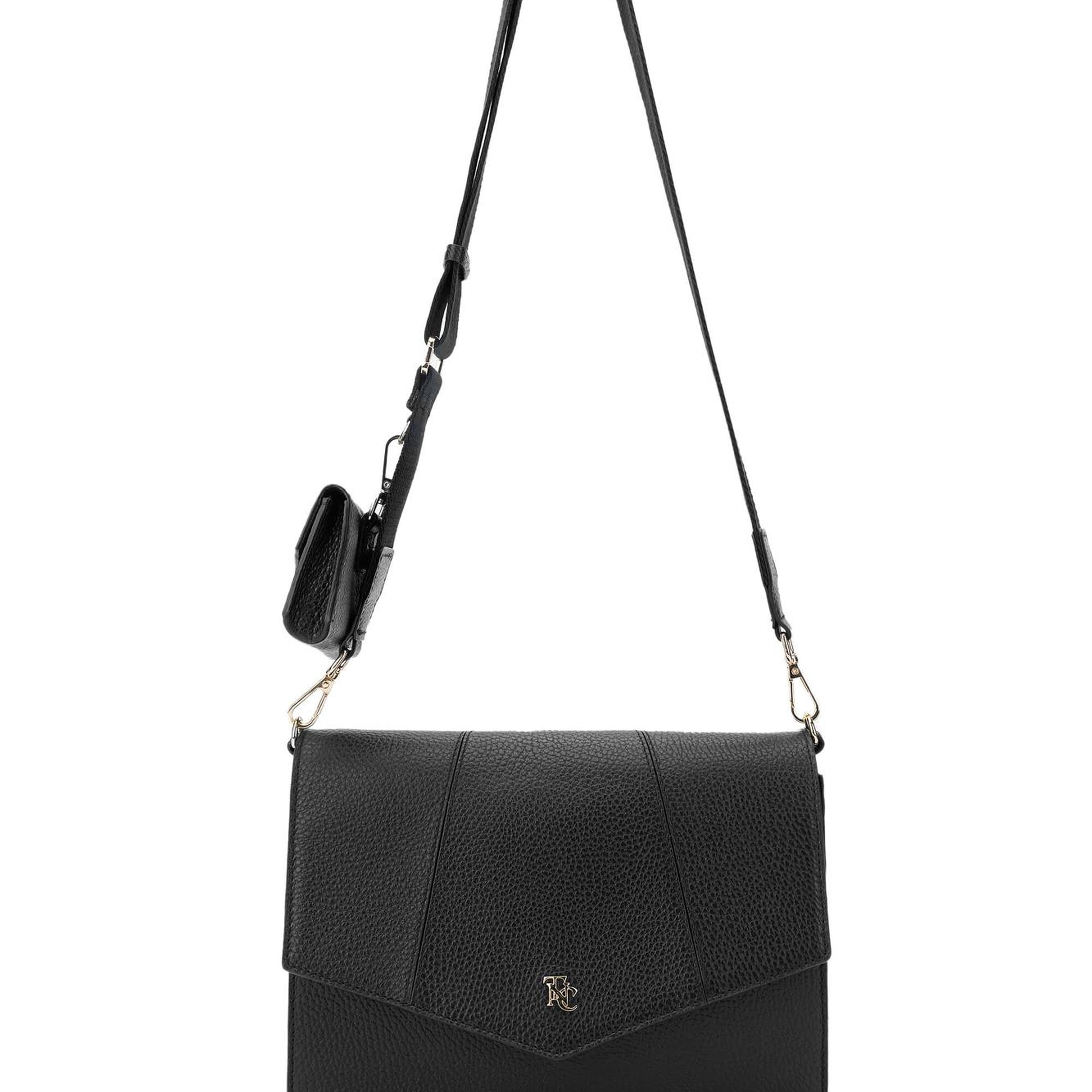 Tamer Tanca Kadın Hakiki Deri Siyah Floter Omuz Çanta