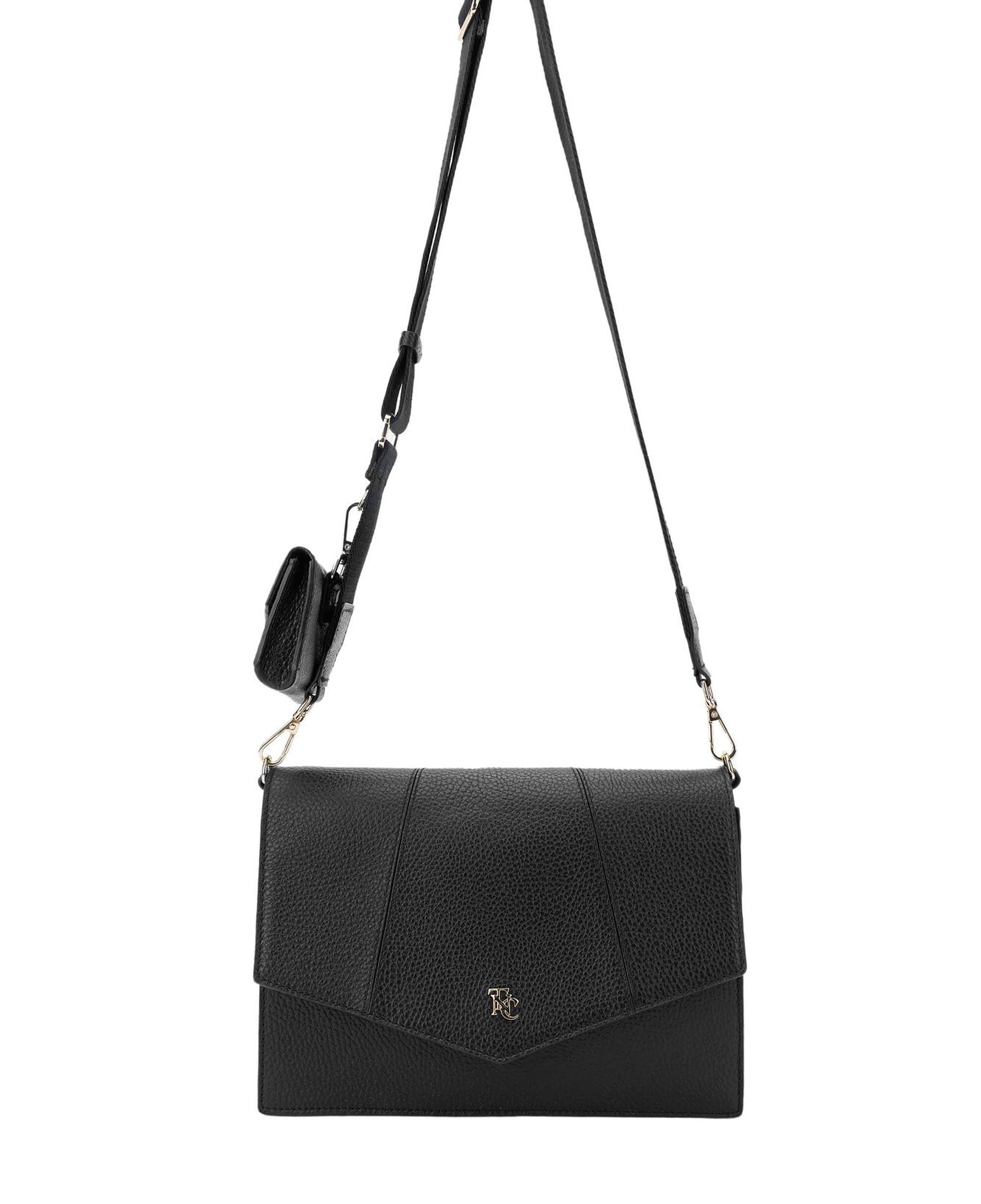 Tamer Tanca Kadın Hakiki Deri Siyah Floter Omuz Çanta