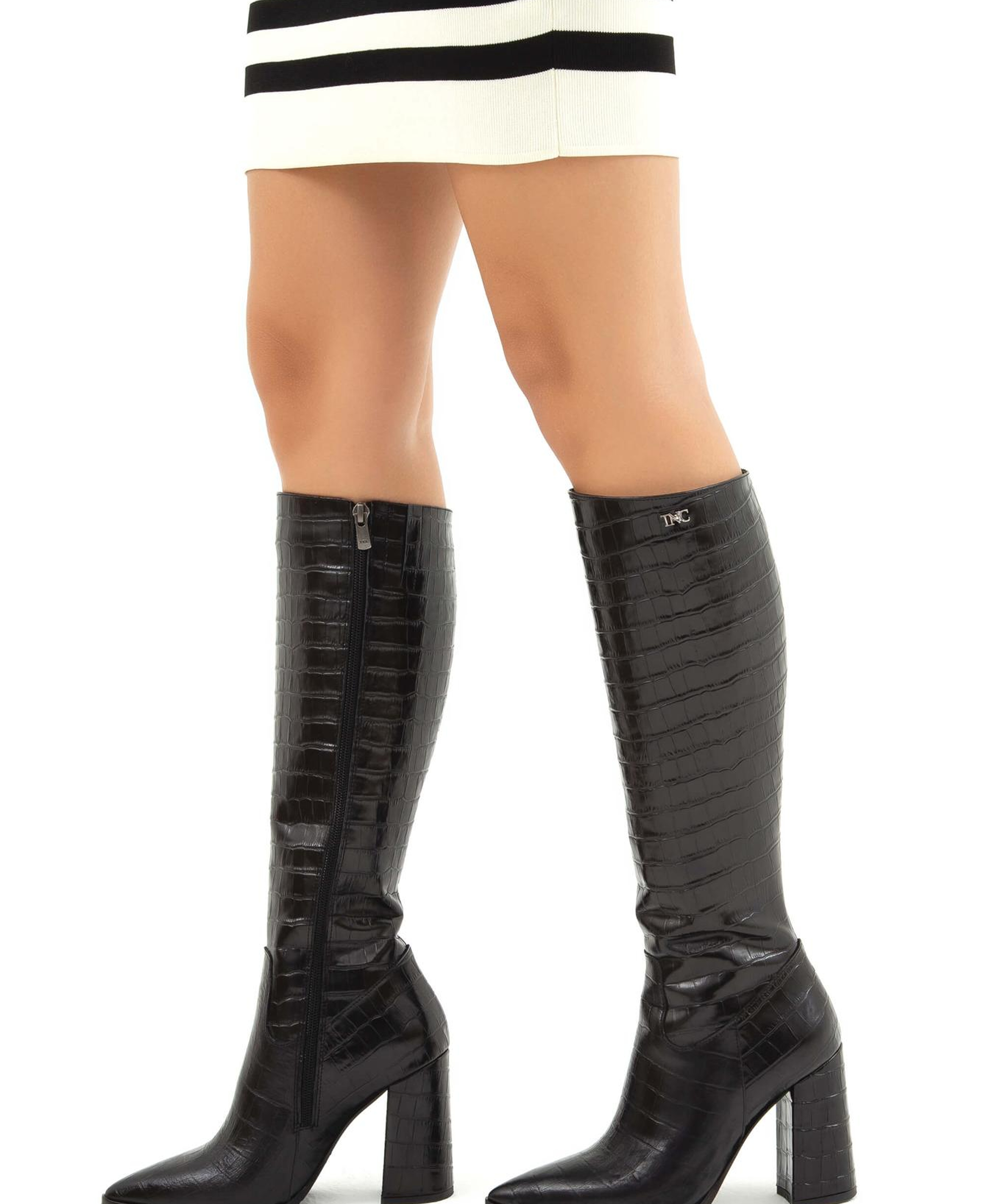 Tamer Tanca Kadın Hakiki Deri Siyah Kroko Klasik Çizme
