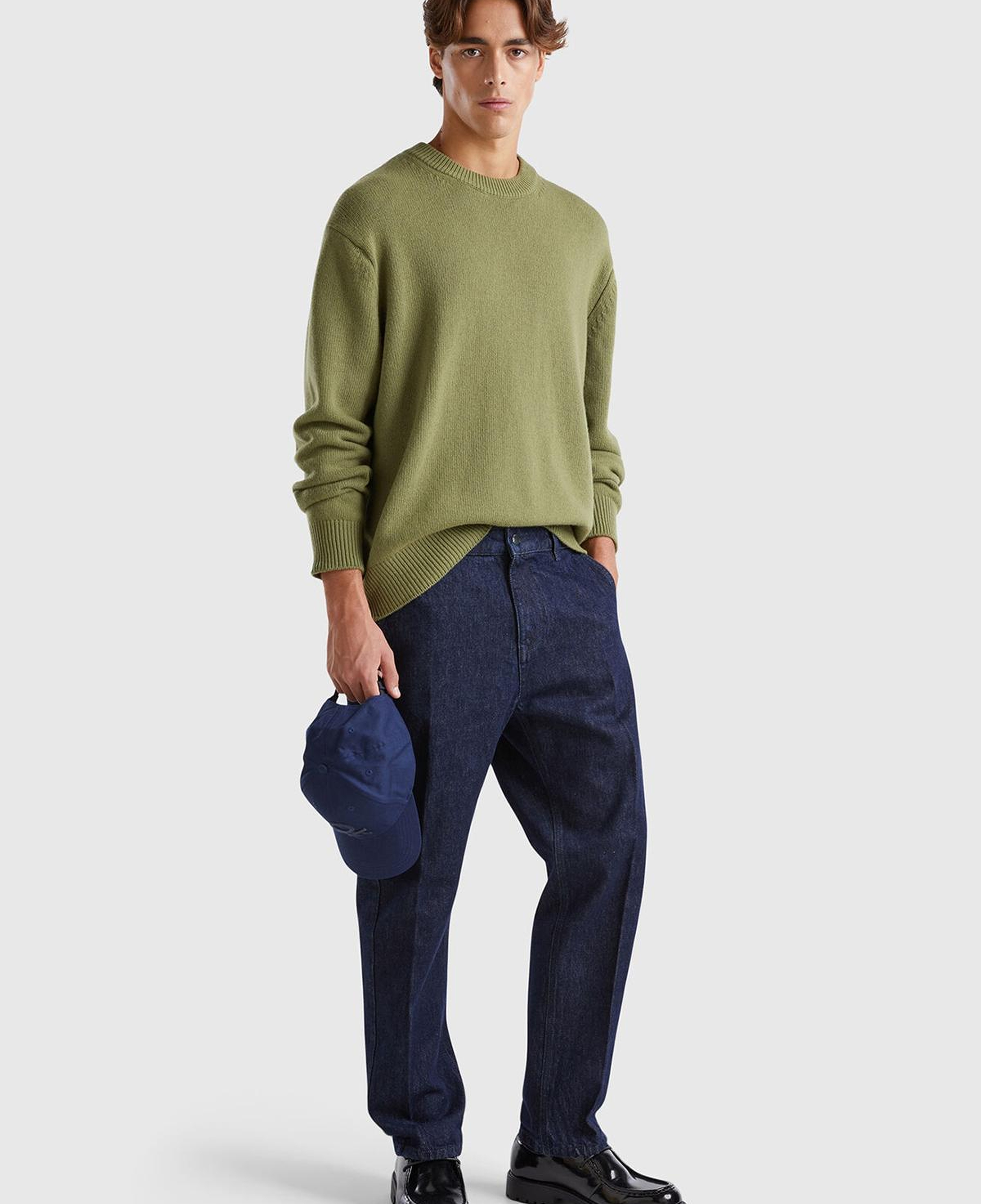 Erkek Koyu Mavi %100 Pamuk Cepli Arkası Logo Etiketli Denim Pantolon