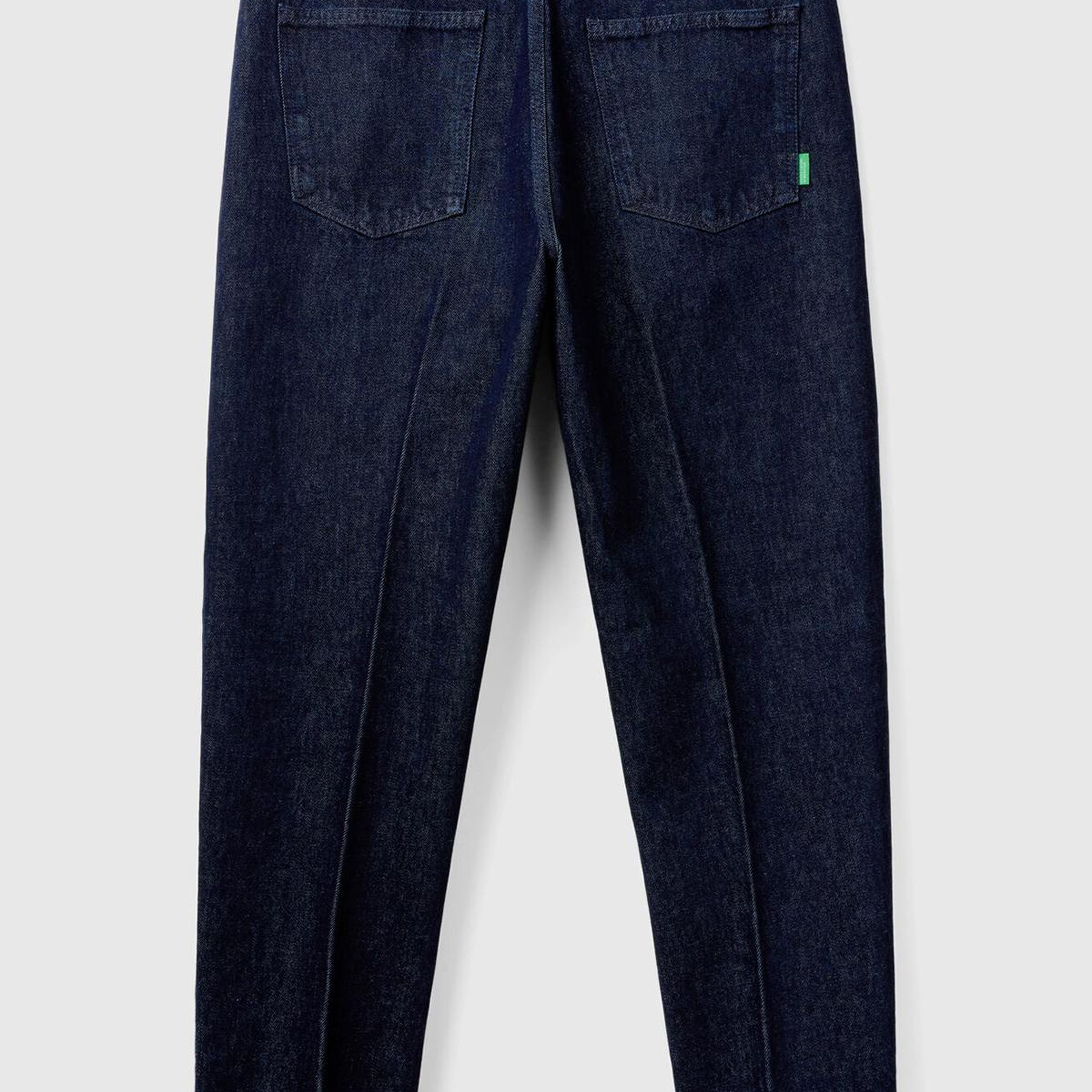 Erkek Koyu Mavi %100 Pamuk Cepli Arkası Logo Etiketli Denim Pantolon