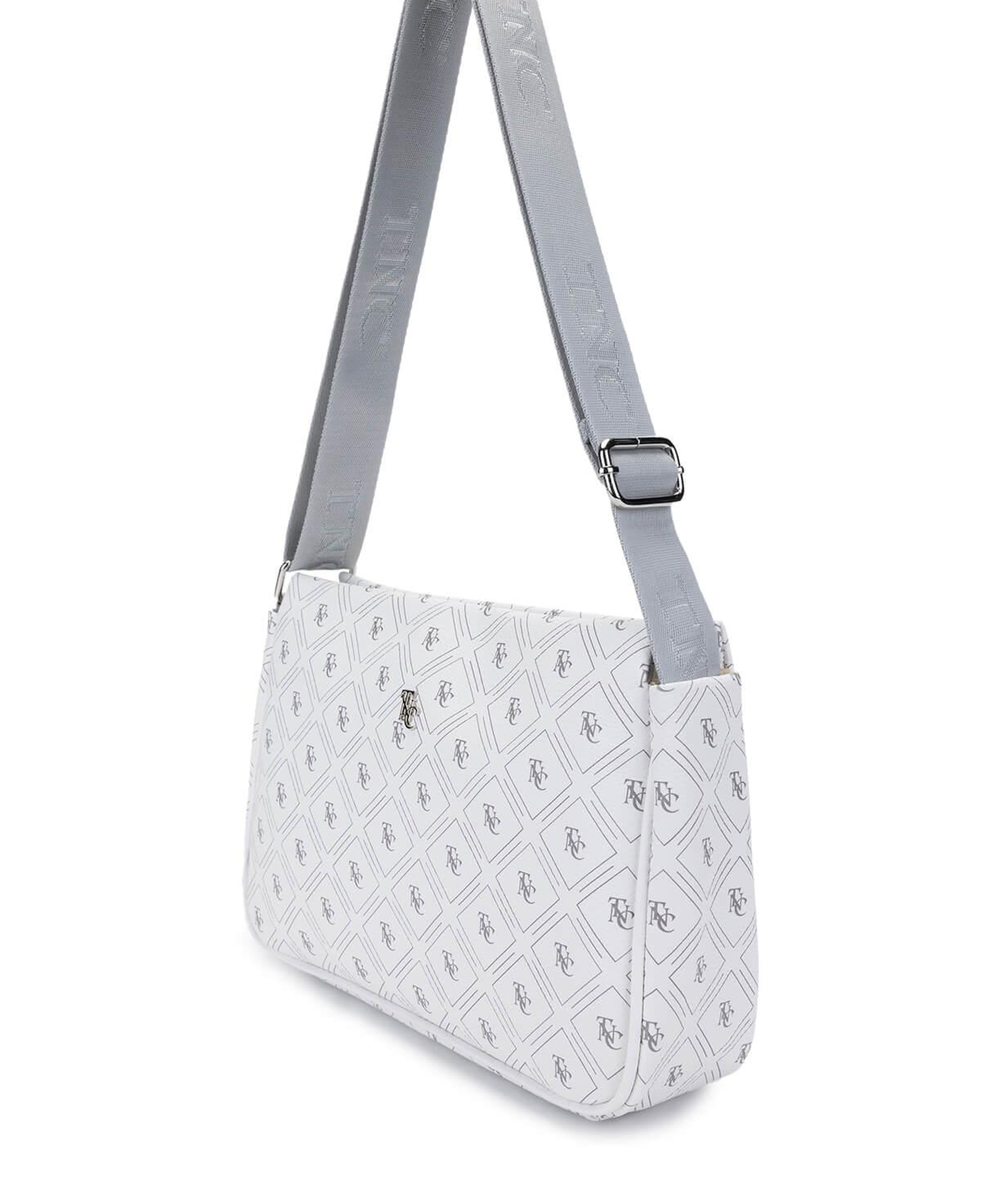 Tamer Tanca Kadın Vegan Beyaz Desen Omuz Çanta