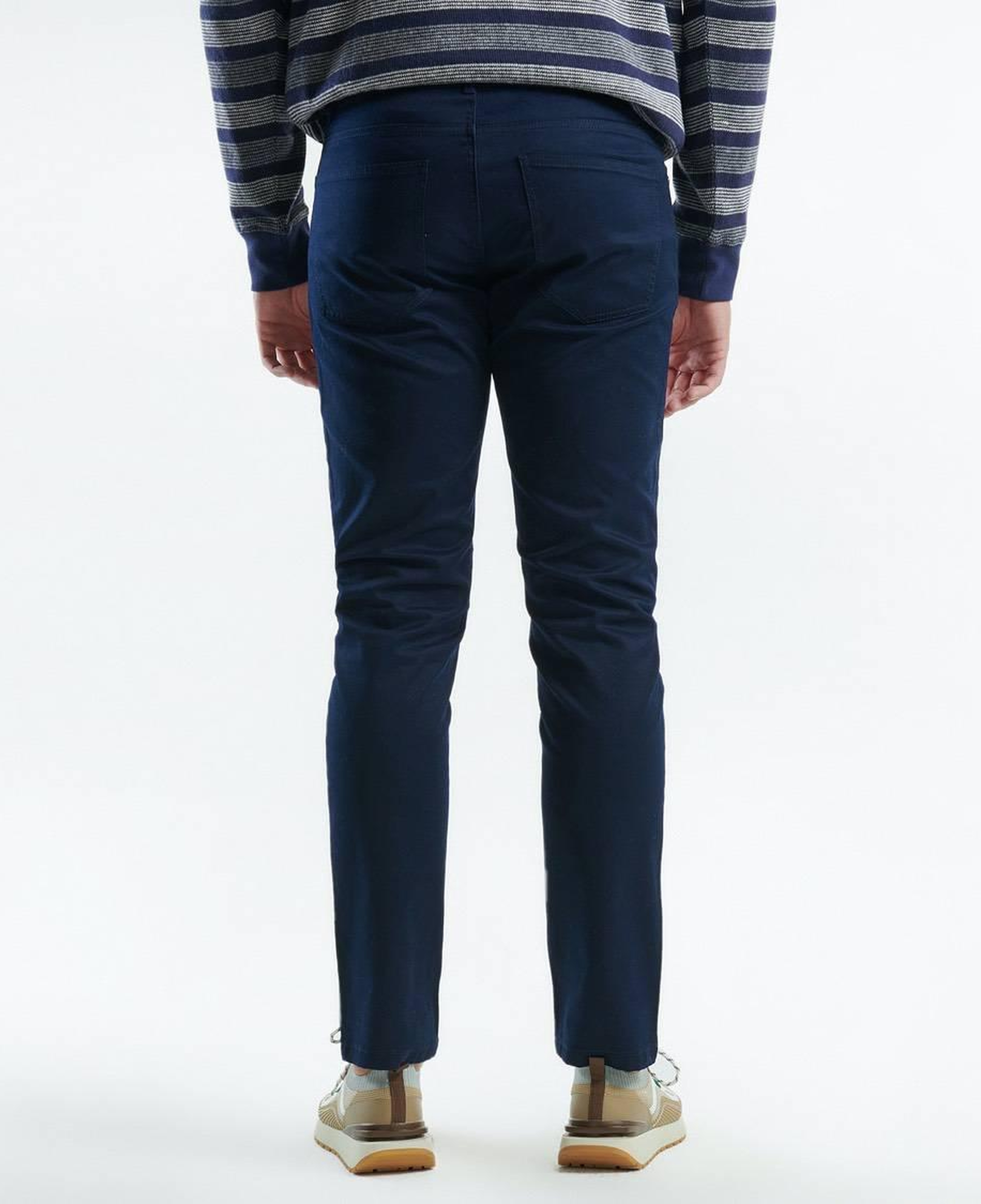 Erkek Lacivert Pamuk Karışımlı Dört Cepli Düz Paça Pantolon