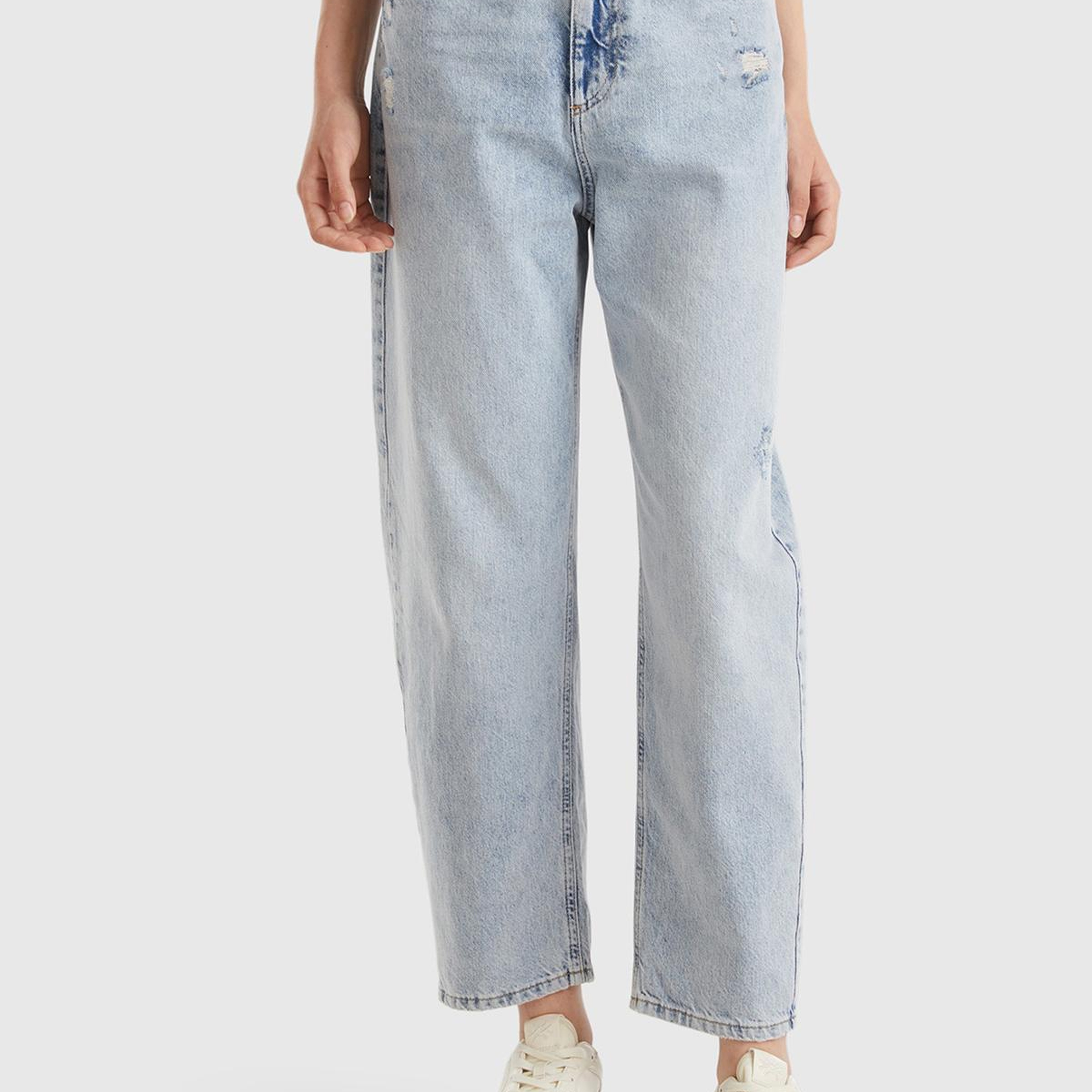 Kadın Açık Mavi %100 Koton Balon Fit Denim Pantolon