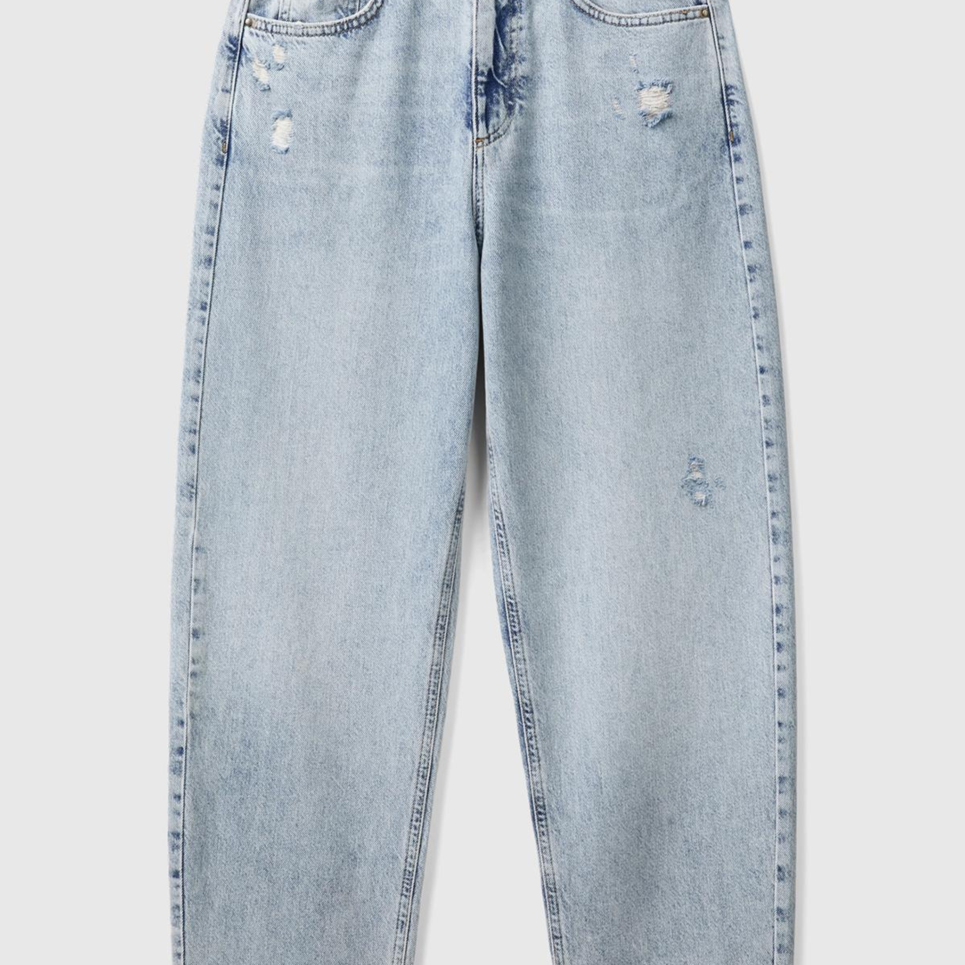 Kadın Açık Mavi %100 Koton Balon Fit Denim Pantolon