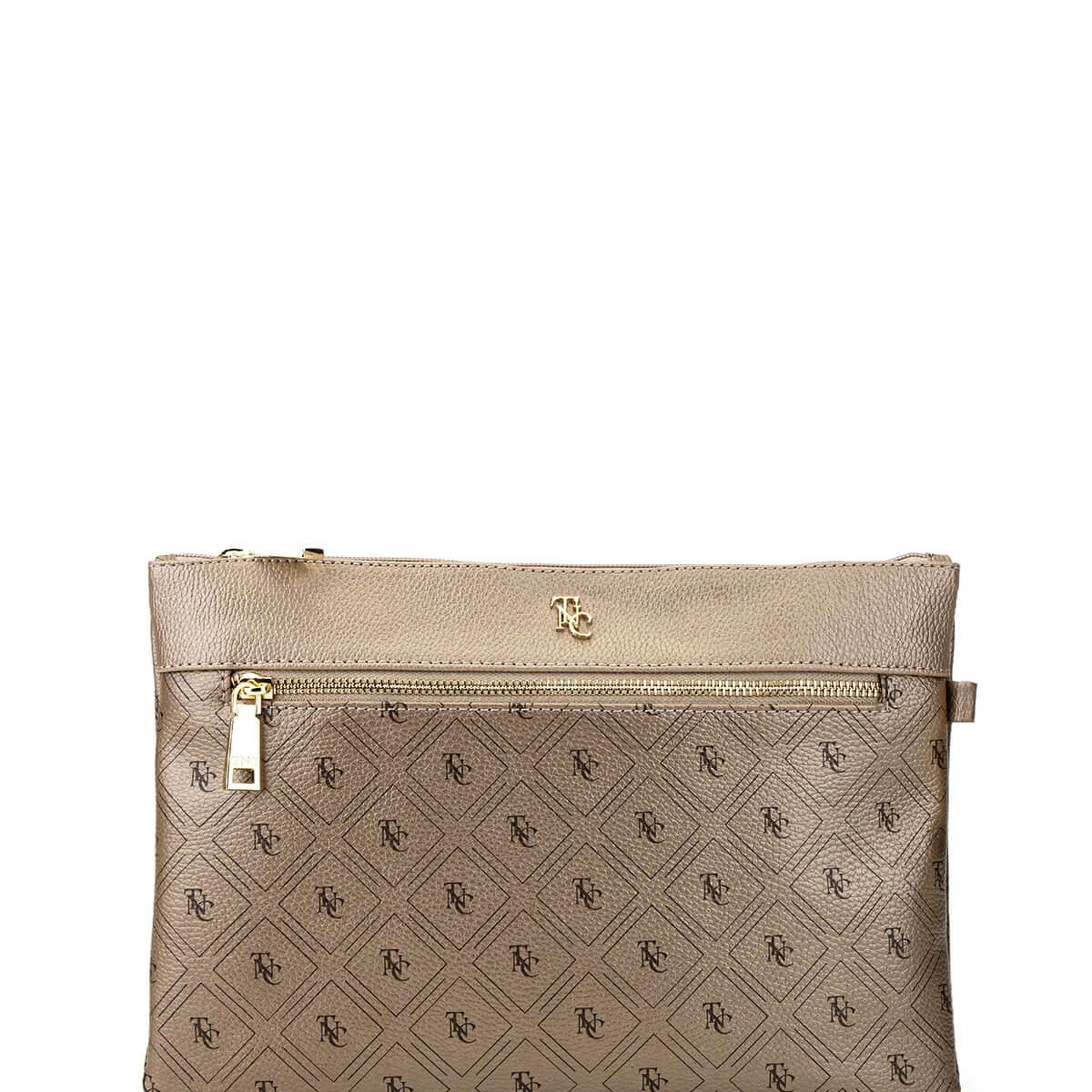 Tamer Tanca Kadın Suni Deri Altın Desen Clutch Çanta