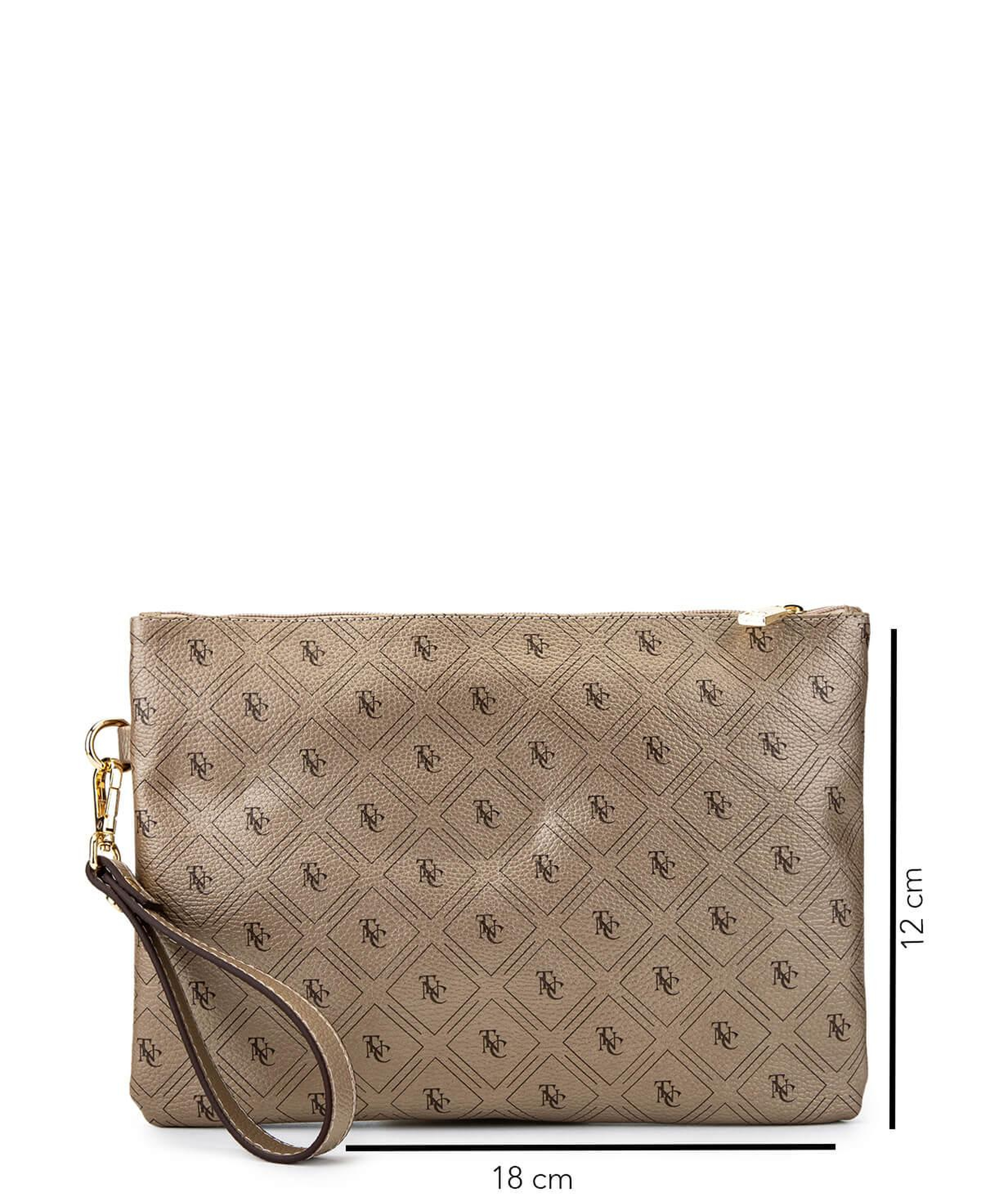 Tamer Tanca Kadın Suni Deri Altın Desen Clutch Çanta