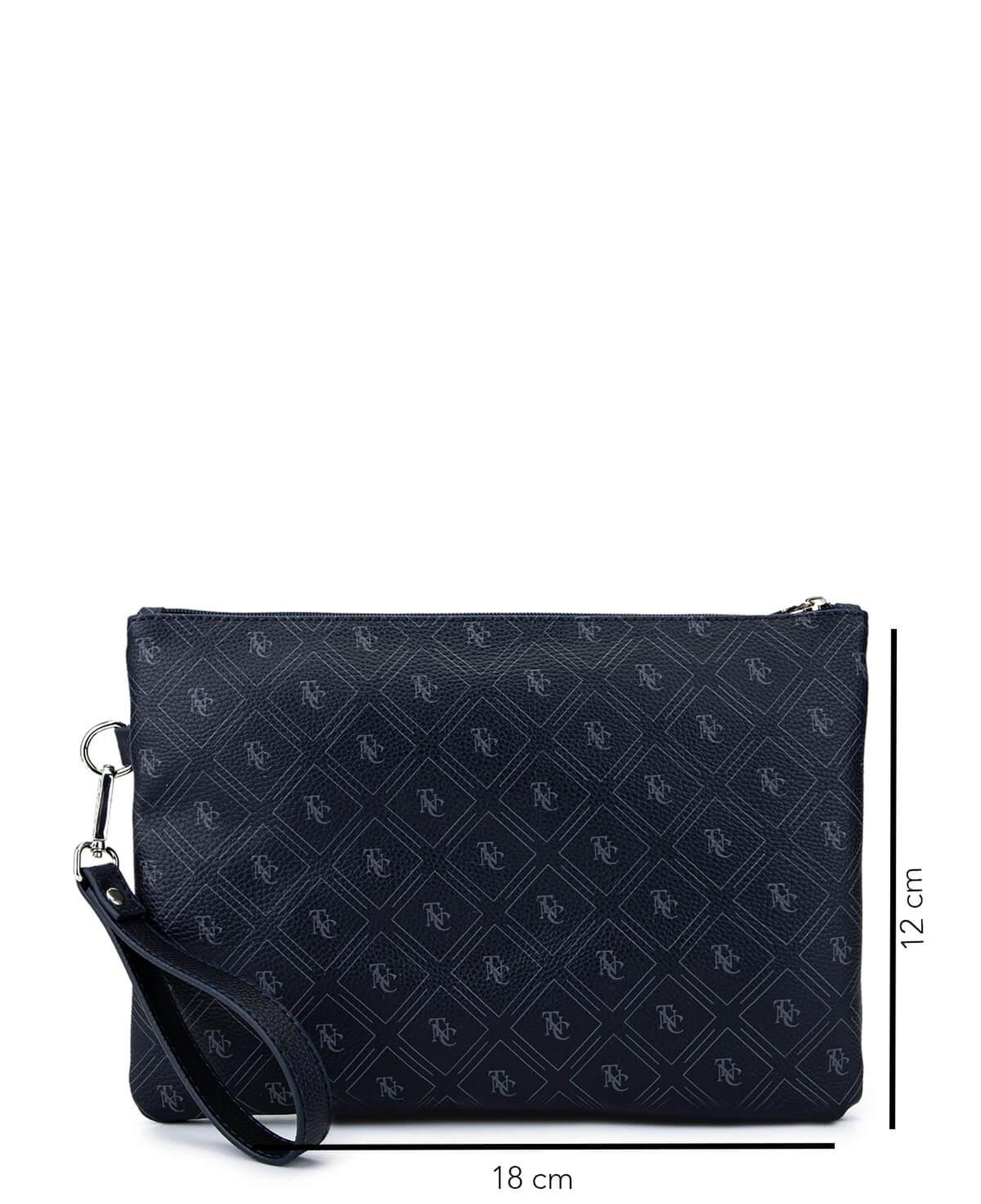 Tamer Tanca Kadın Suni Deri Lacivert Desen Clutch Çanta