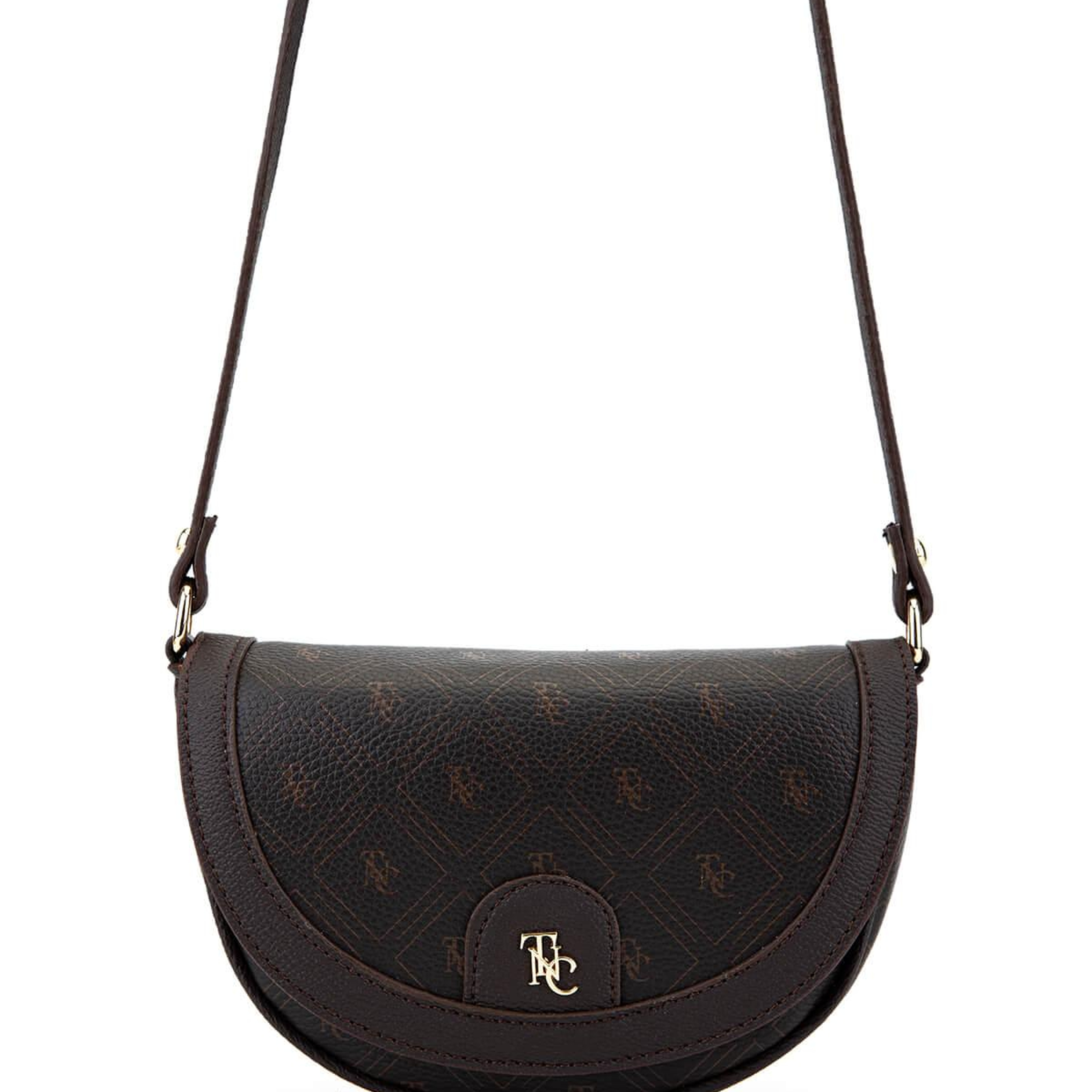 Tamer Tanca Kadın Suni Deri Kahverengi Desen Postacı Çanta