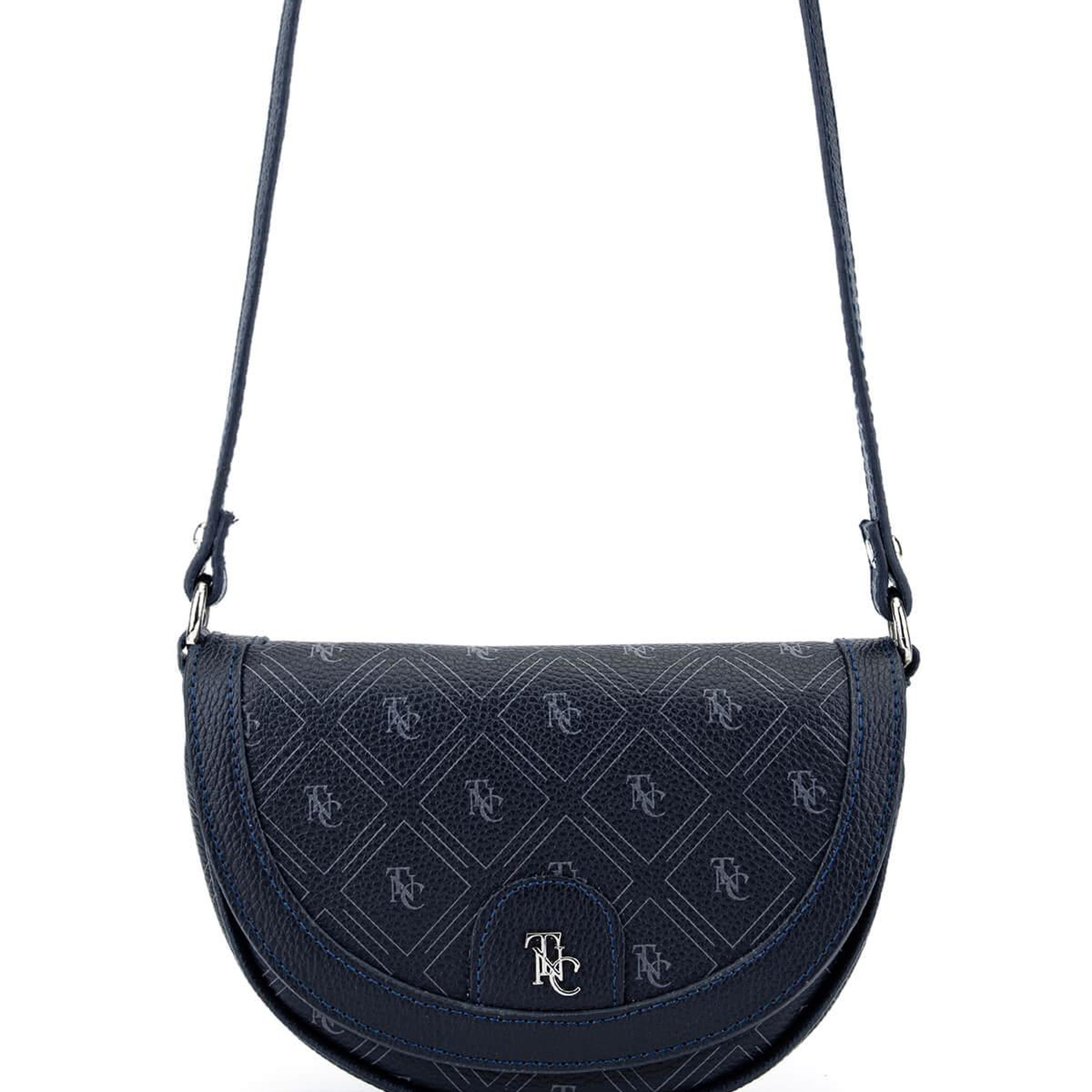 Tamer Tanca Kadın Suni Deri Lacivert Desen Postacı Çanta