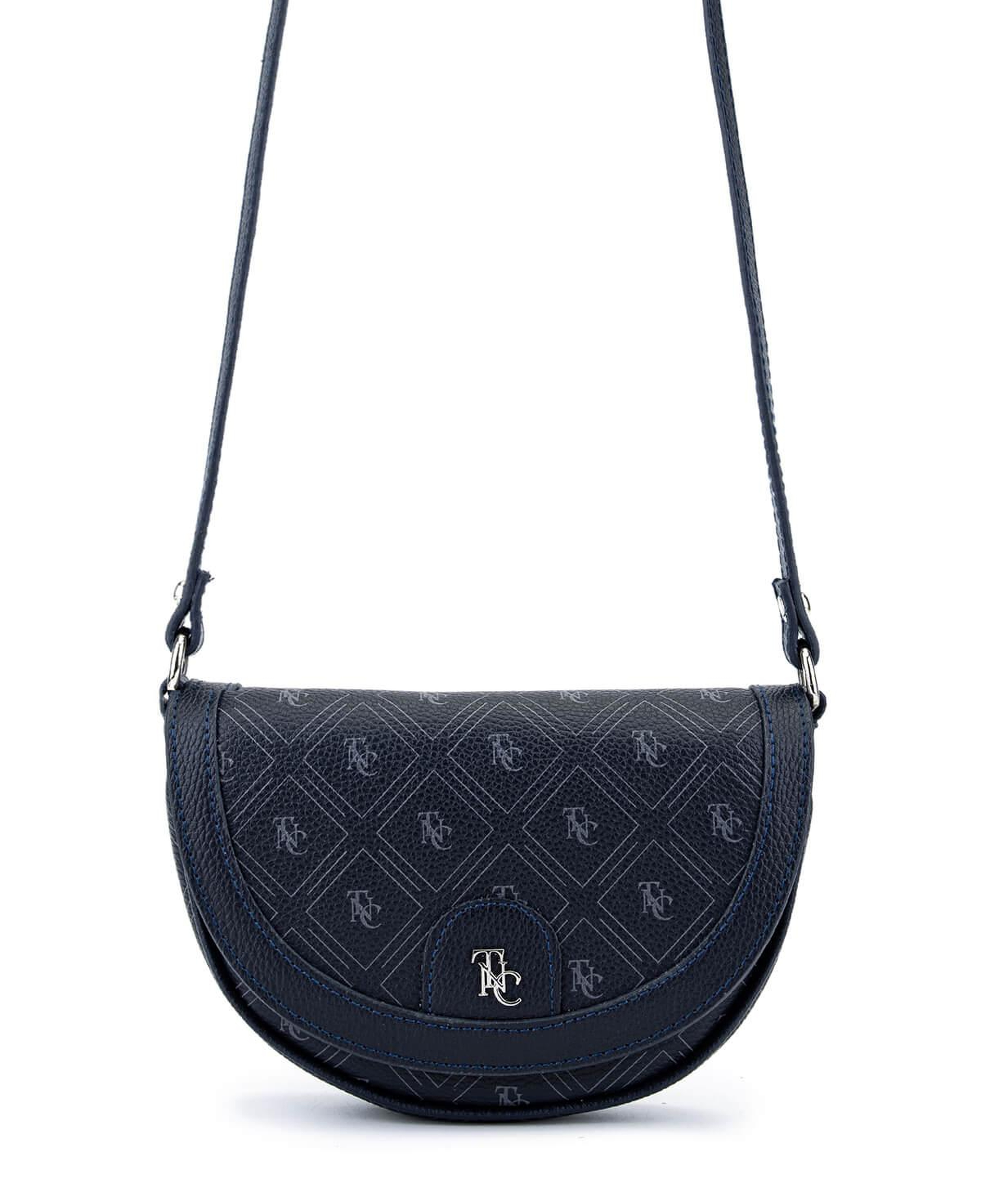 Tamer Tanca Kadın Suni Deri Lacivert Desen Postacı Çanta