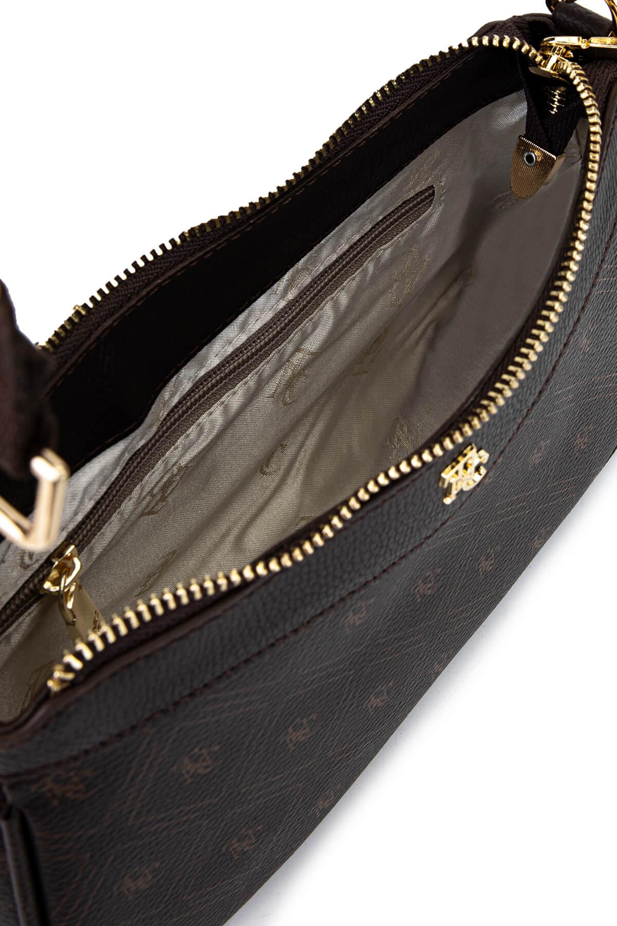 Tamer Tanca Kadın Suni Deri Kahverengi Desen Postacı Çanta