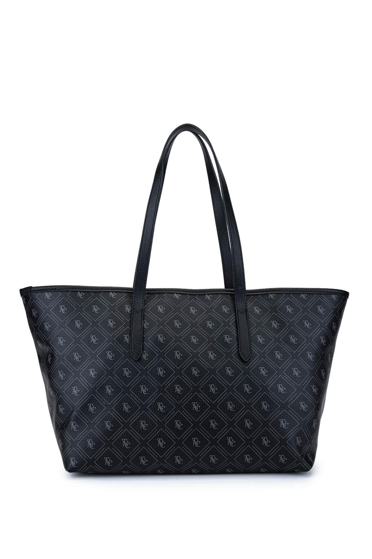 Tamer Tanca Kadın Suni Deri Siyah Desen Kol Çantası