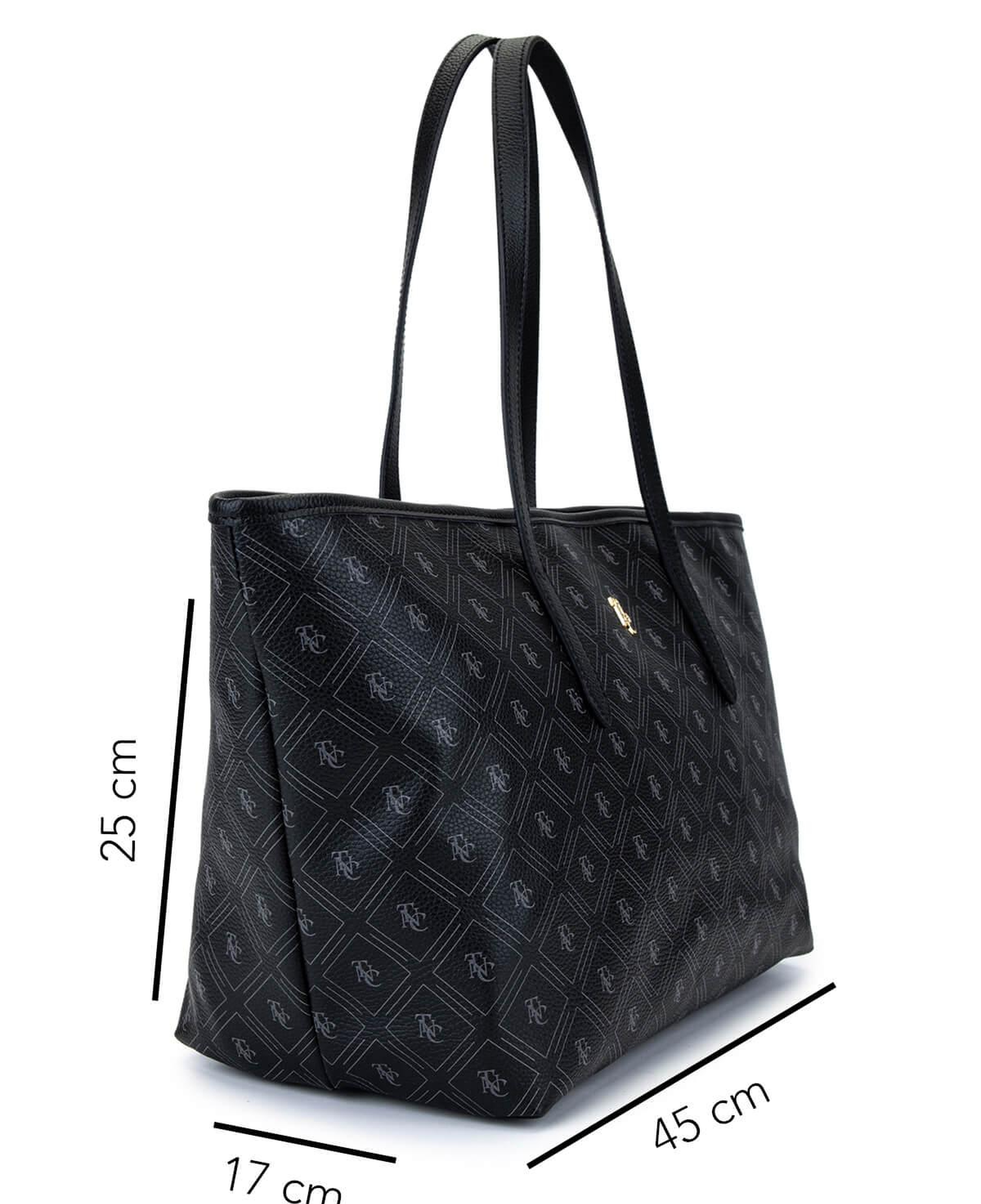 Tamer Tanca Kadın Suni Deri Siyah Desen Kol Çantası